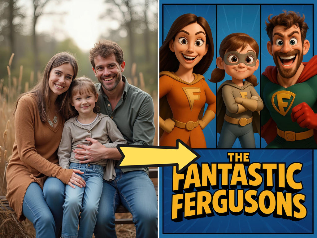 Personalized Comic Superhero Family Portrait