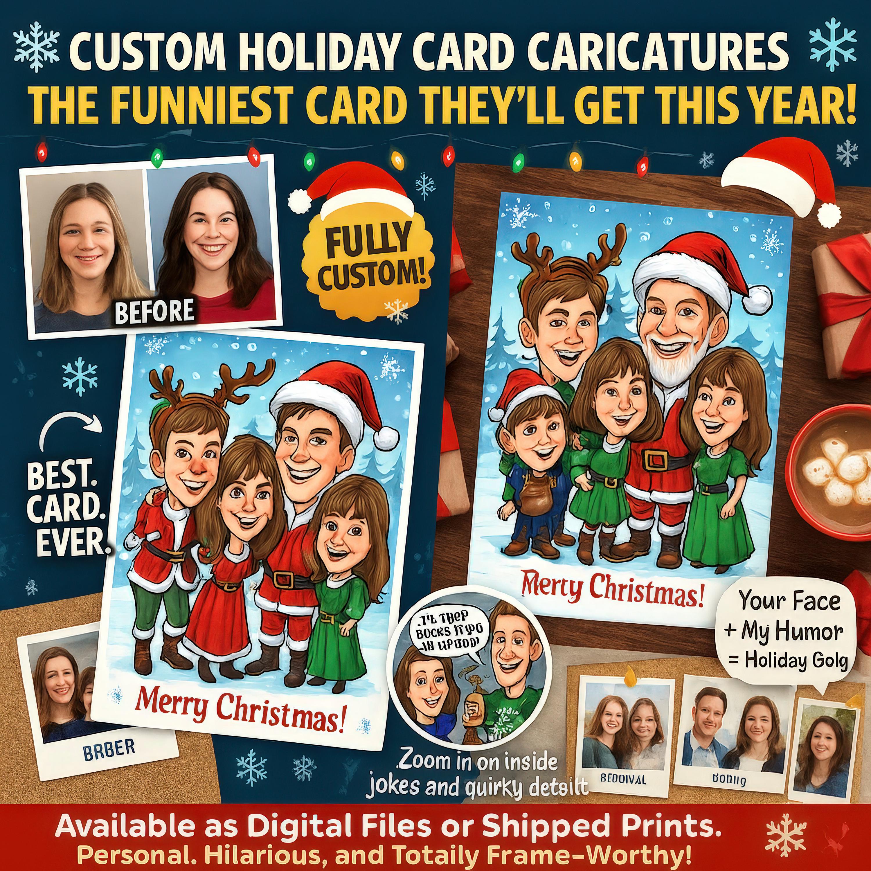 Custom Holiday Card Caricature