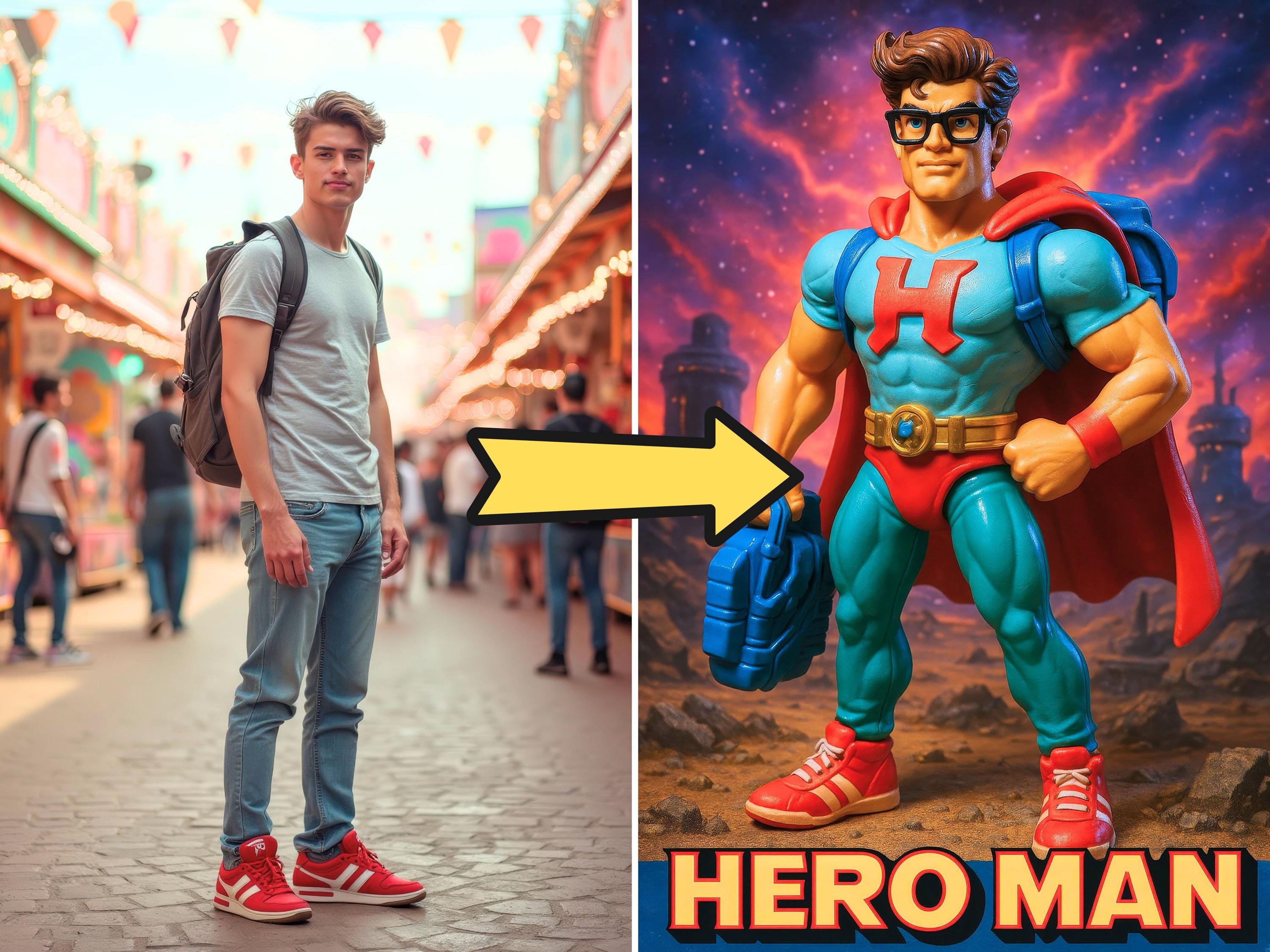 Custom 1980s Style Plastic Action Figure Portrait