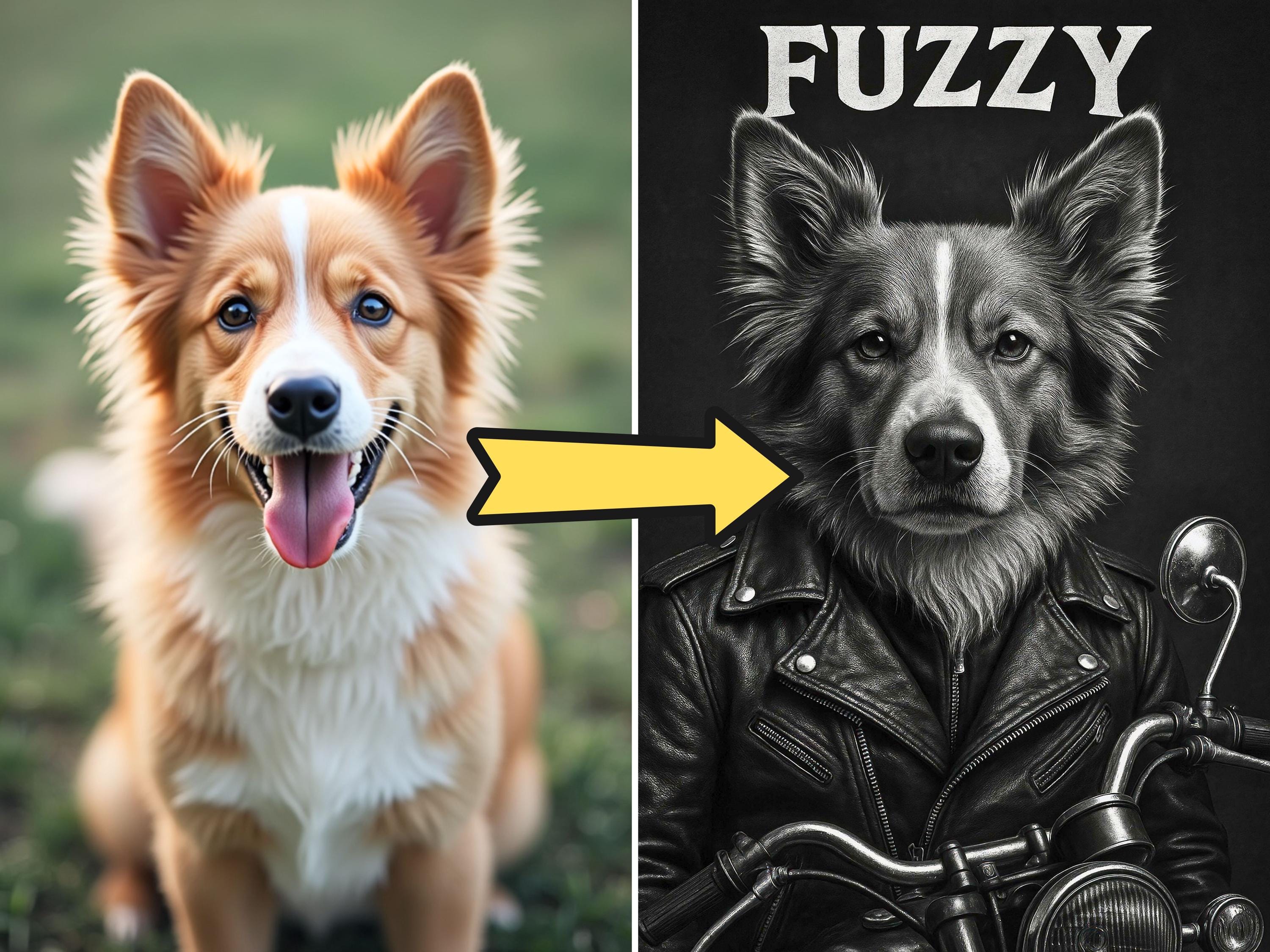 Custom Cool Biker Pet Portrait