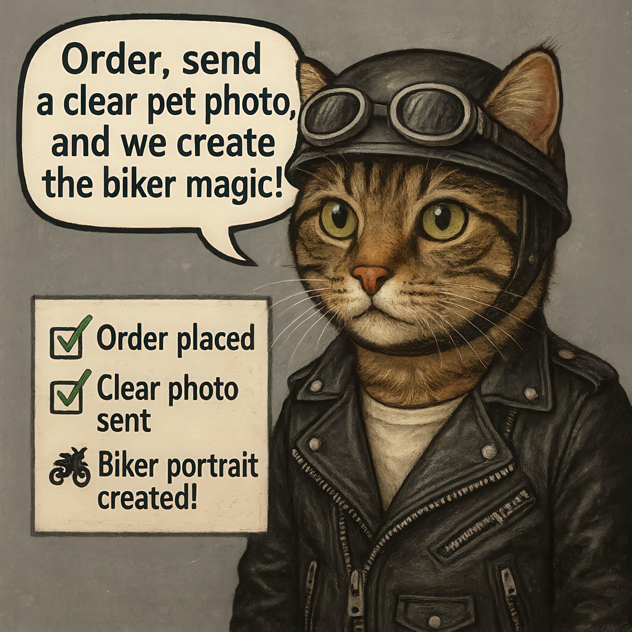 Cool Personalized Biker Pet Portrait