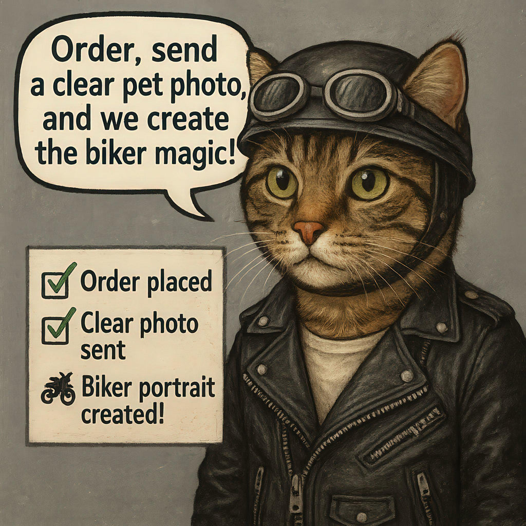 Custom Cool Biker Pet Portrait