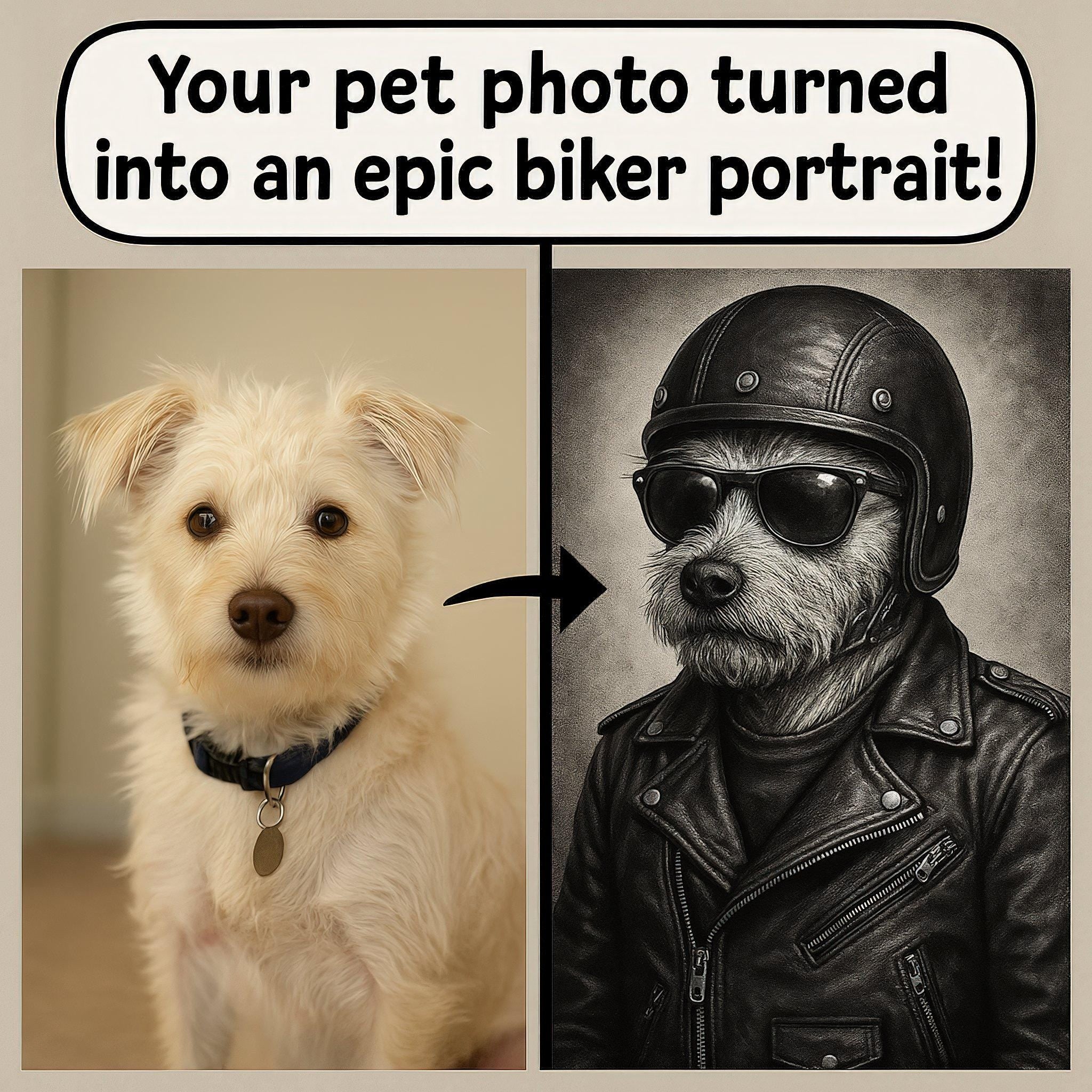 Cool Personalized Biker Pet Portrait