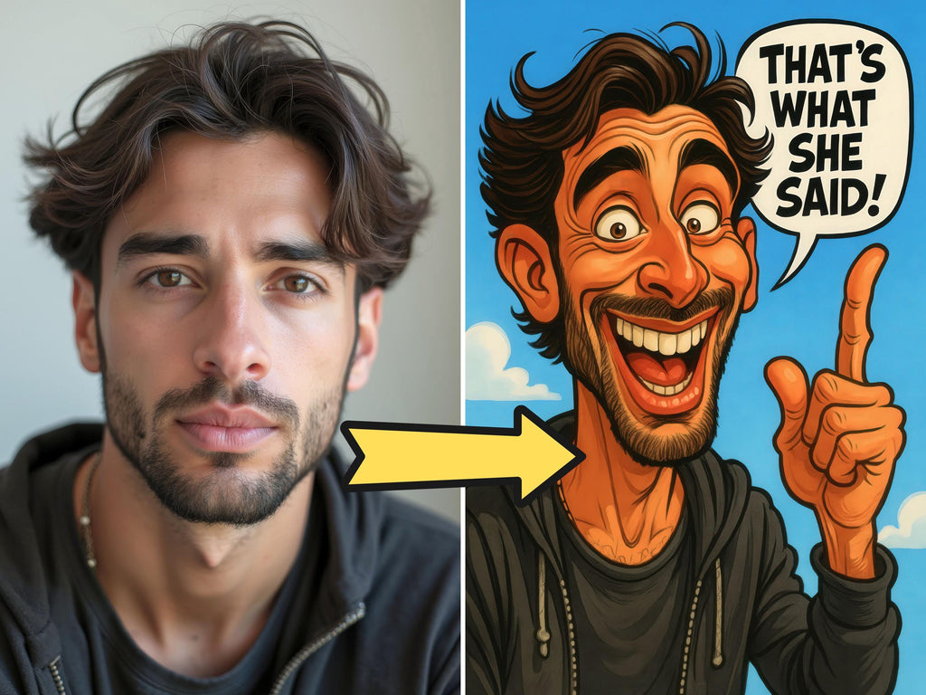 Custom Caricature Portrait with Funny Quote