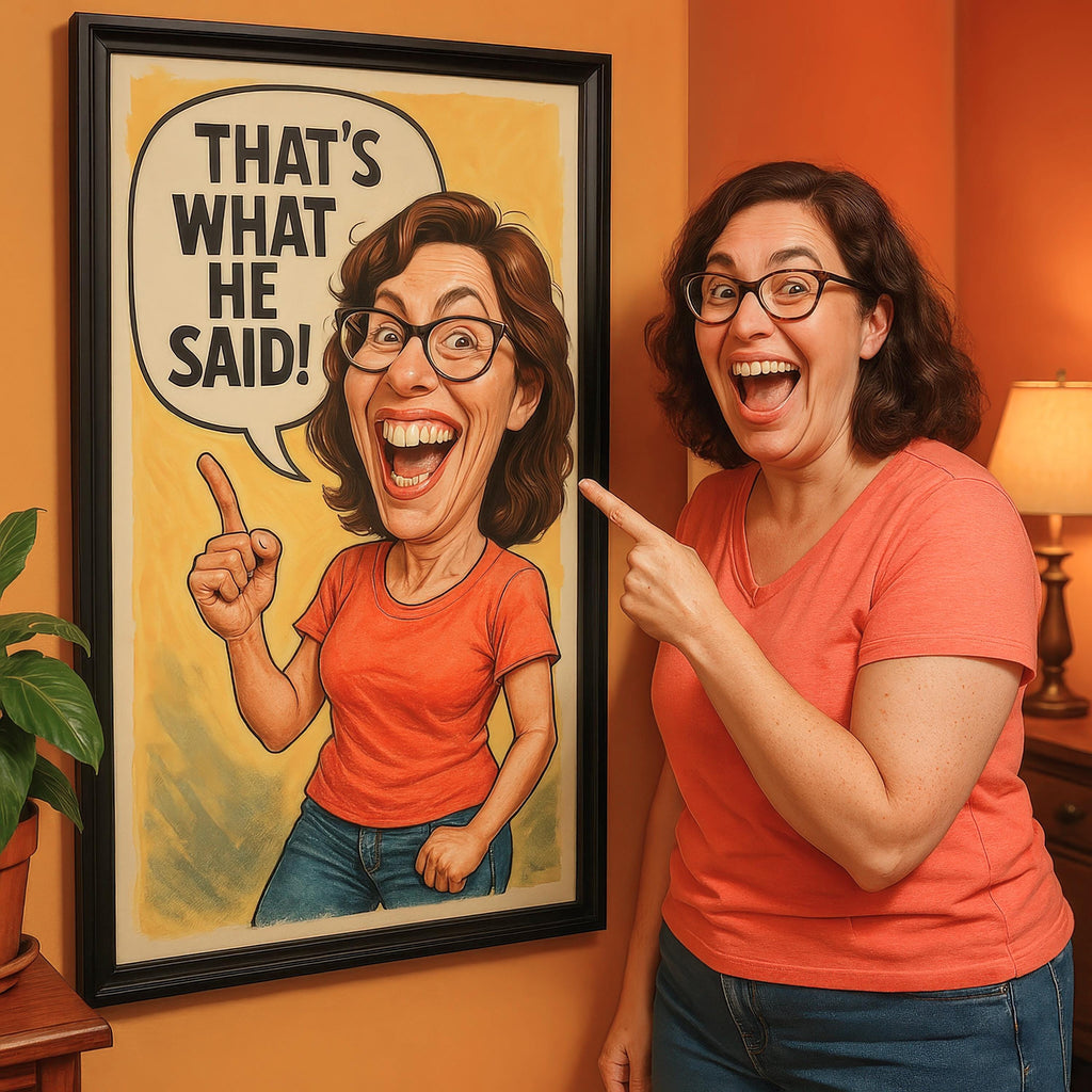 Custom Caricature Portrait with Funny Quote