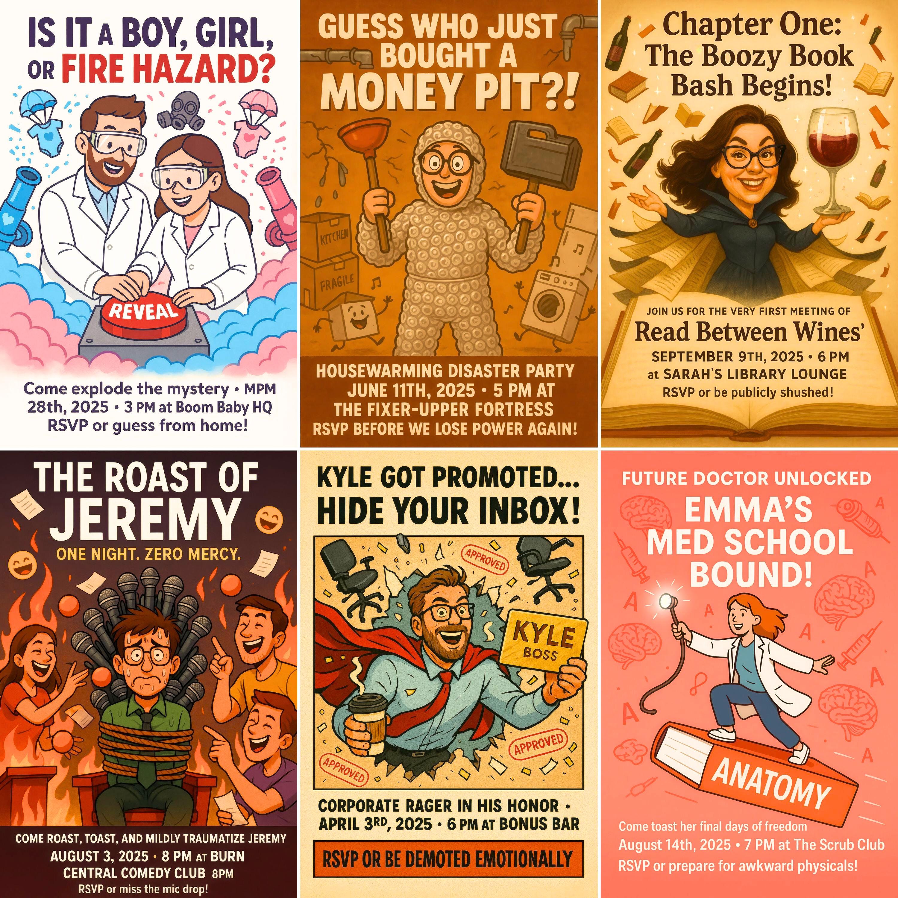 Personalized Caricature Event Invitation Illustration