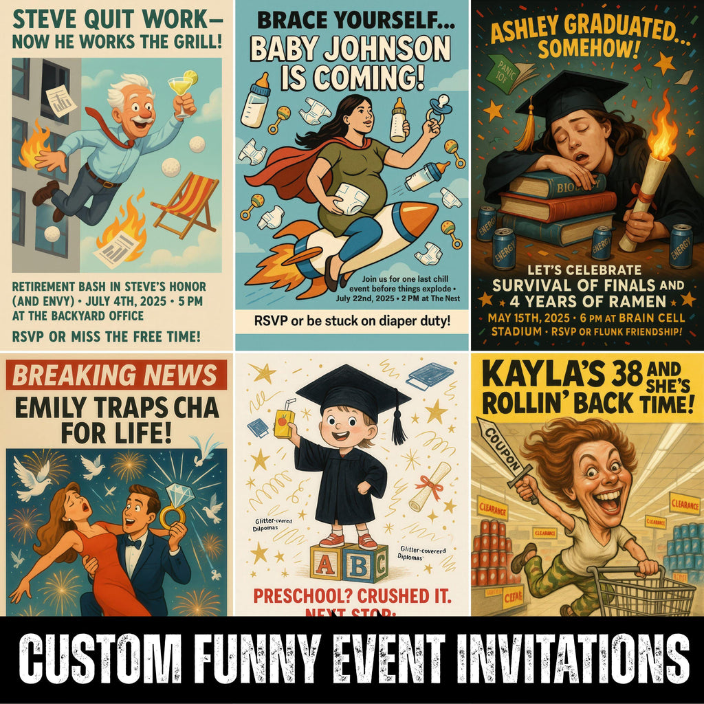 Personalized Caricature Event Invitation Illustration