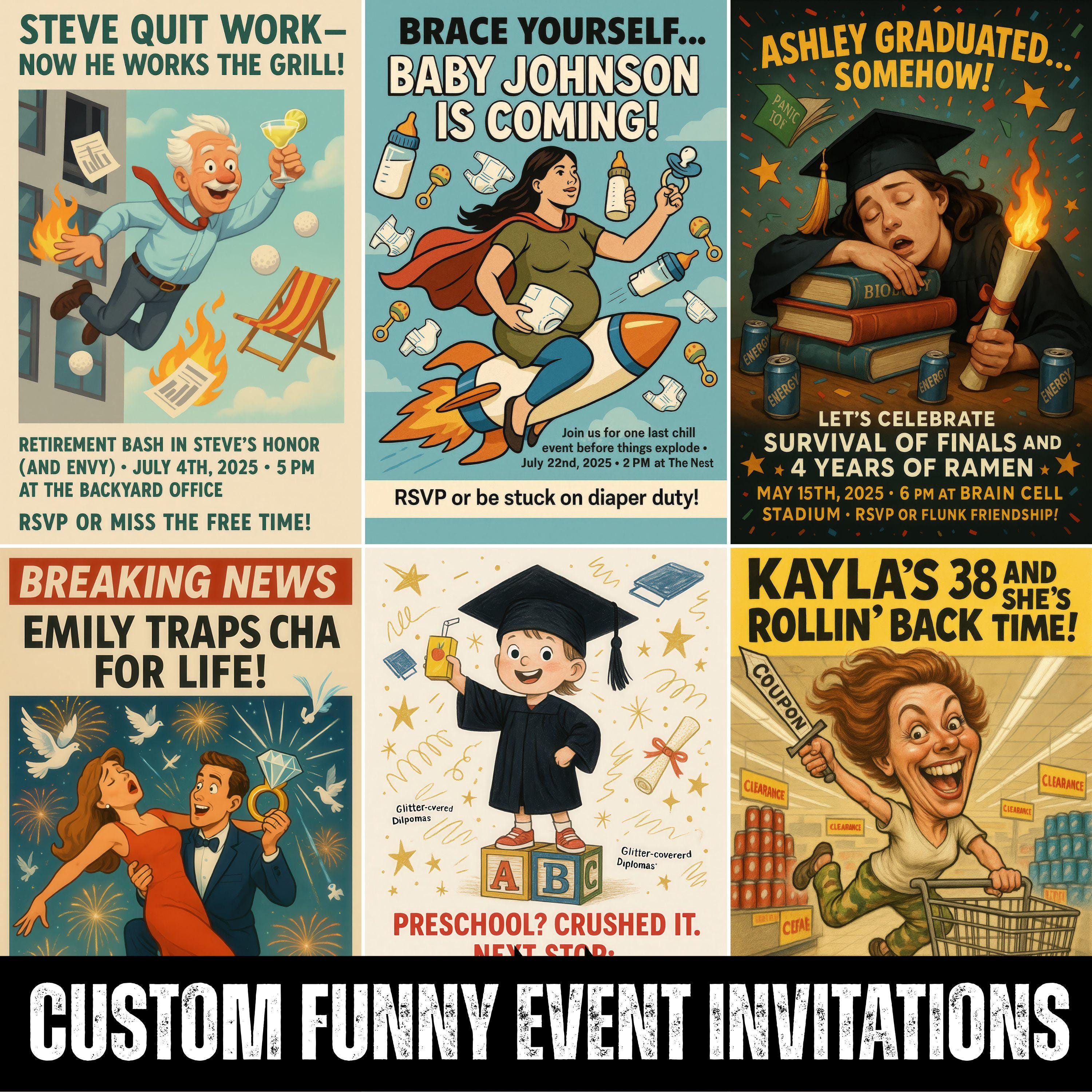 Personalized Caricature Event Invitation Illustration