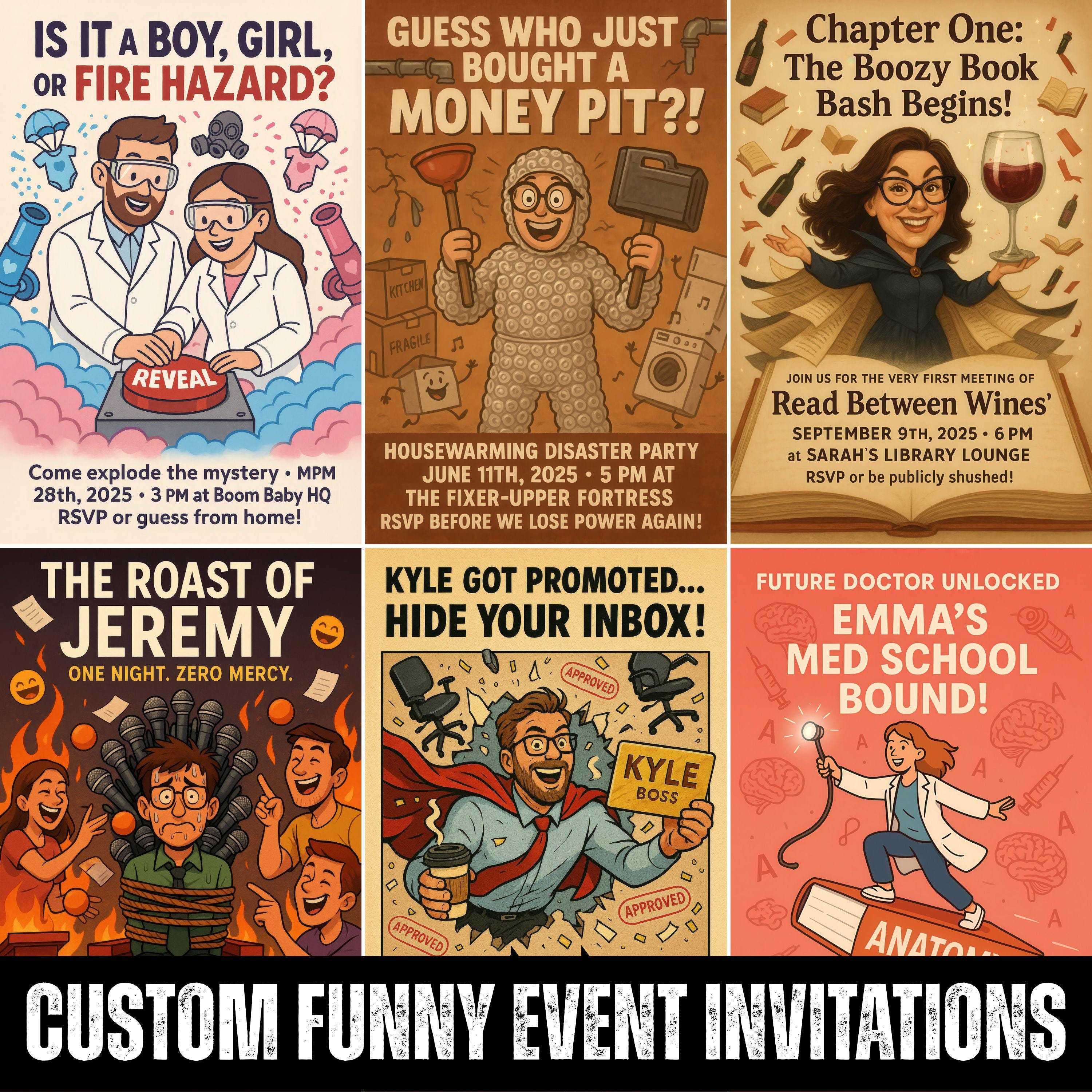 Custom Caricature Event Invitation Illustration
