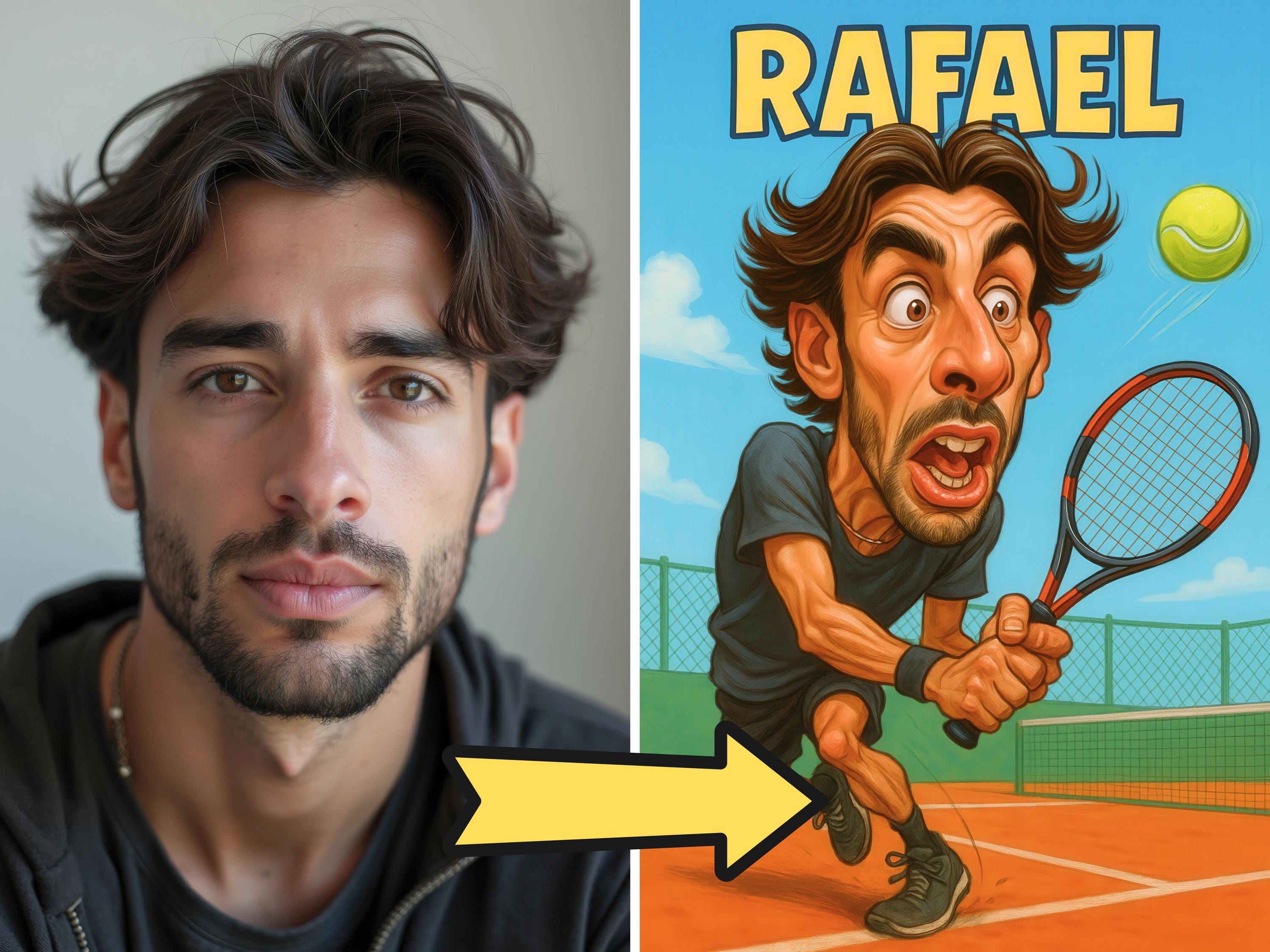 Custom Funny Tennis Caricature Portrait