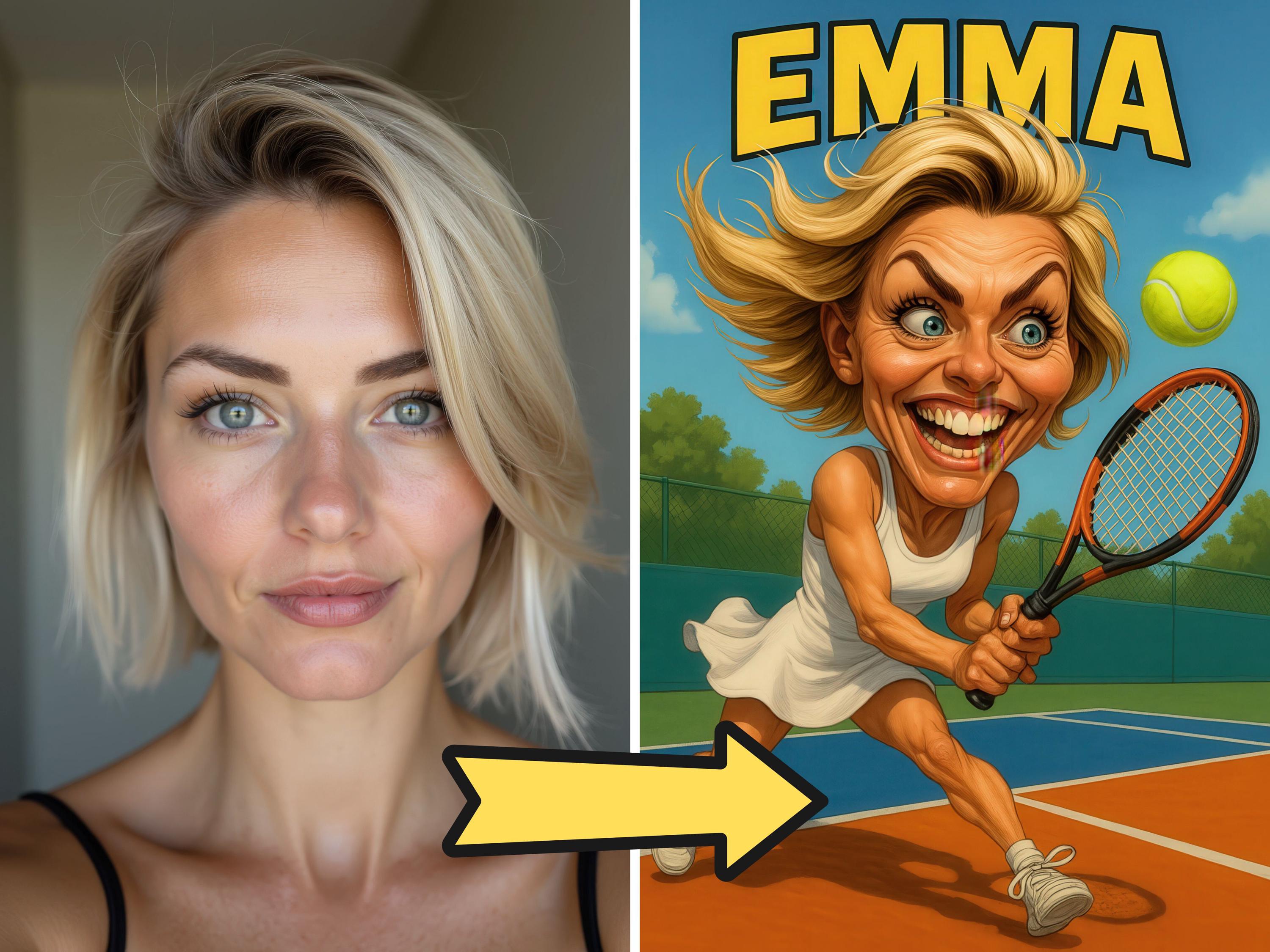 Personalized Funny Tennis Caricature Portrait