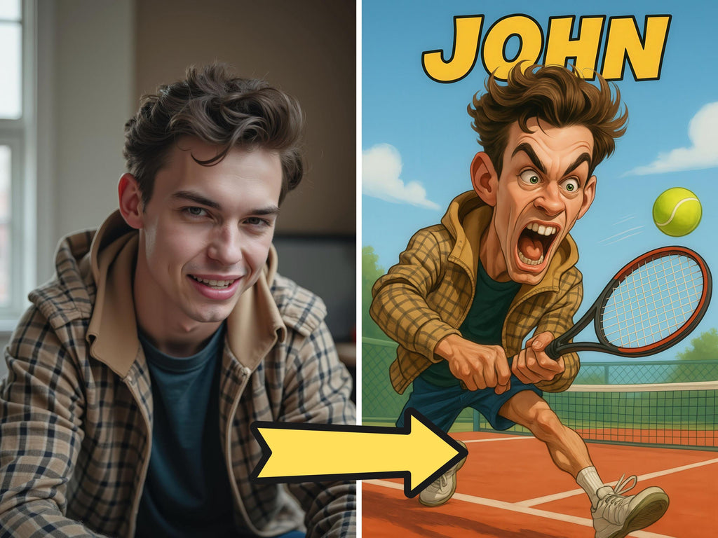 Personalized Funny Tennis Caricature Portrait