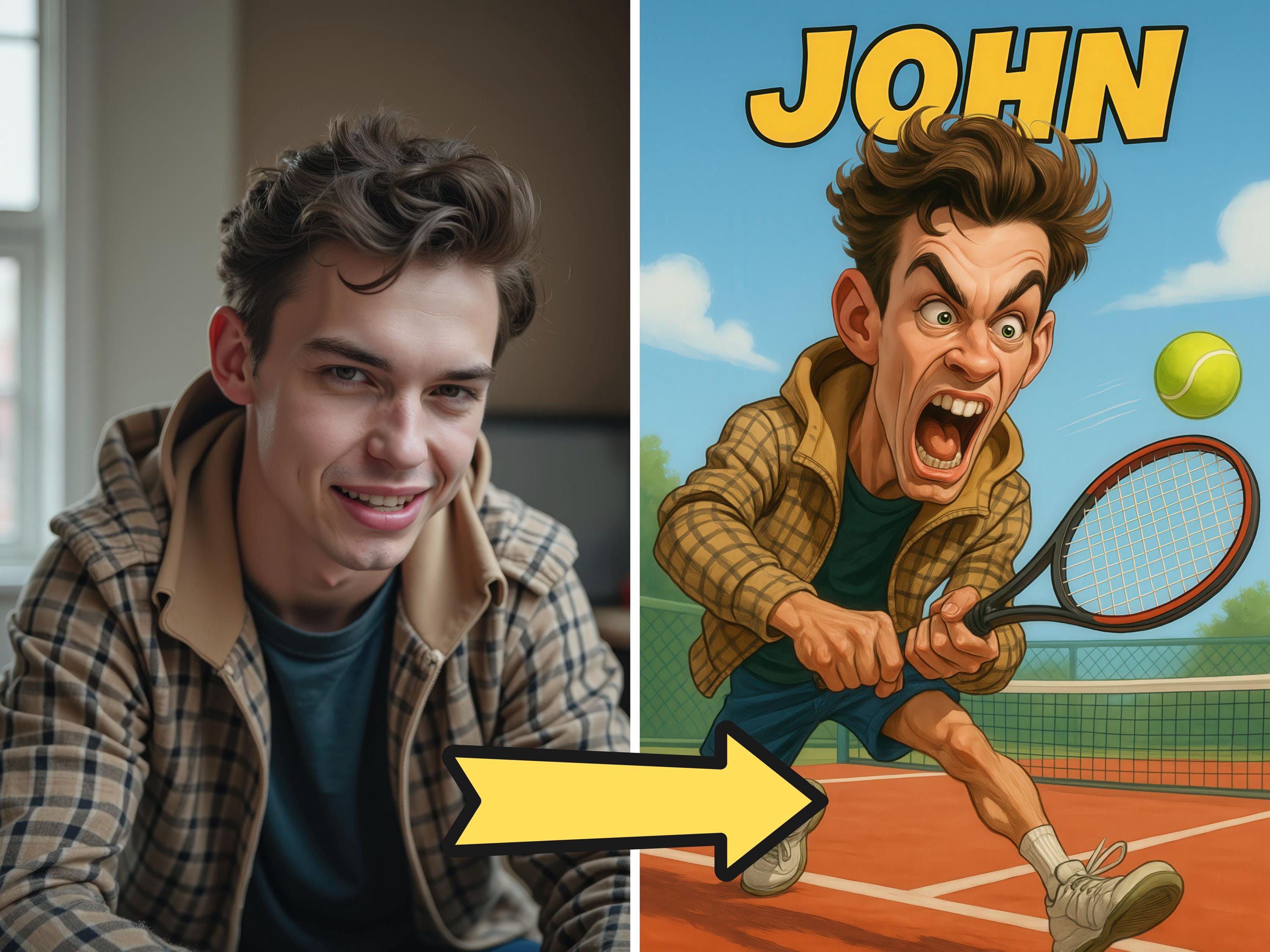 Personalized Funny Tennis Caricature Portrait