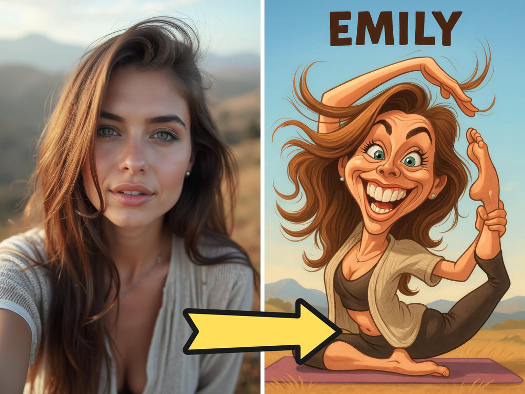 Custom Funny Yoga Caricature Portrait