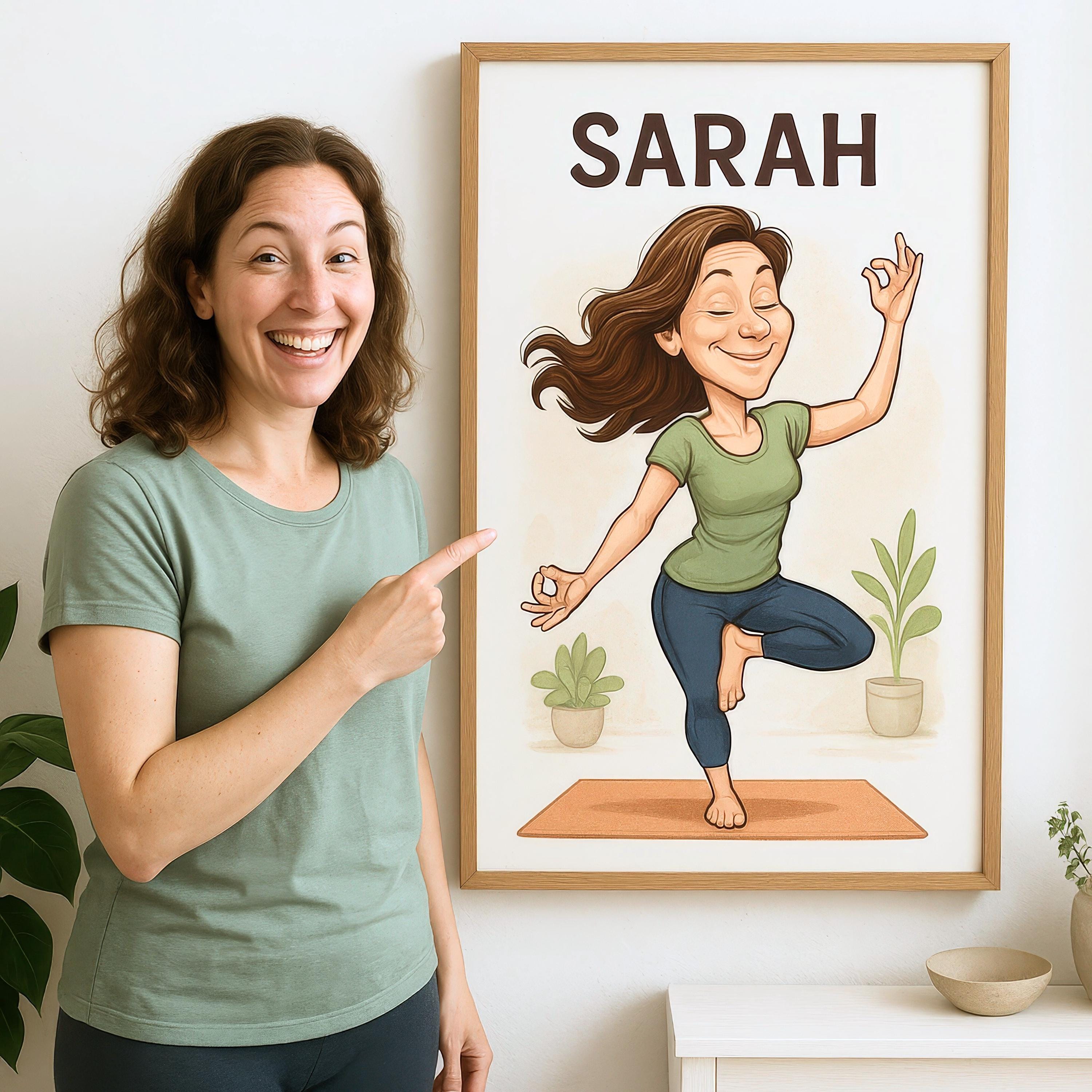 Custom Funny Yoga Caricature Portrait