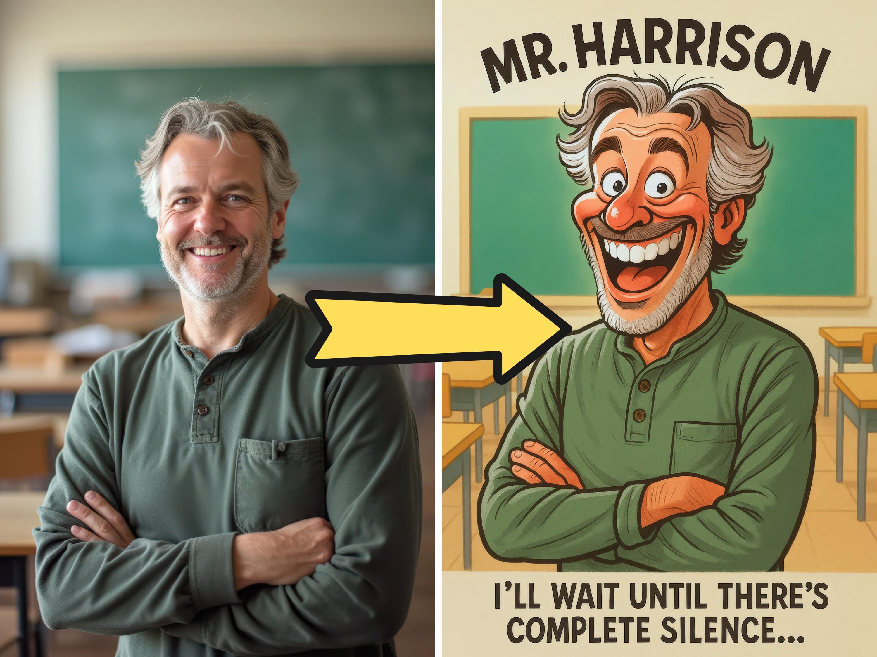 Personalized Funny Teacher Caricature Portrait