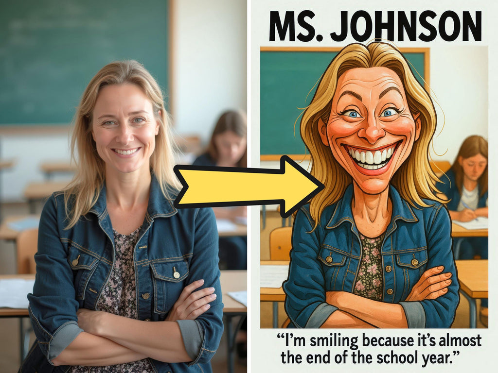 Personalized Funny Teacher Caricature Portrait
