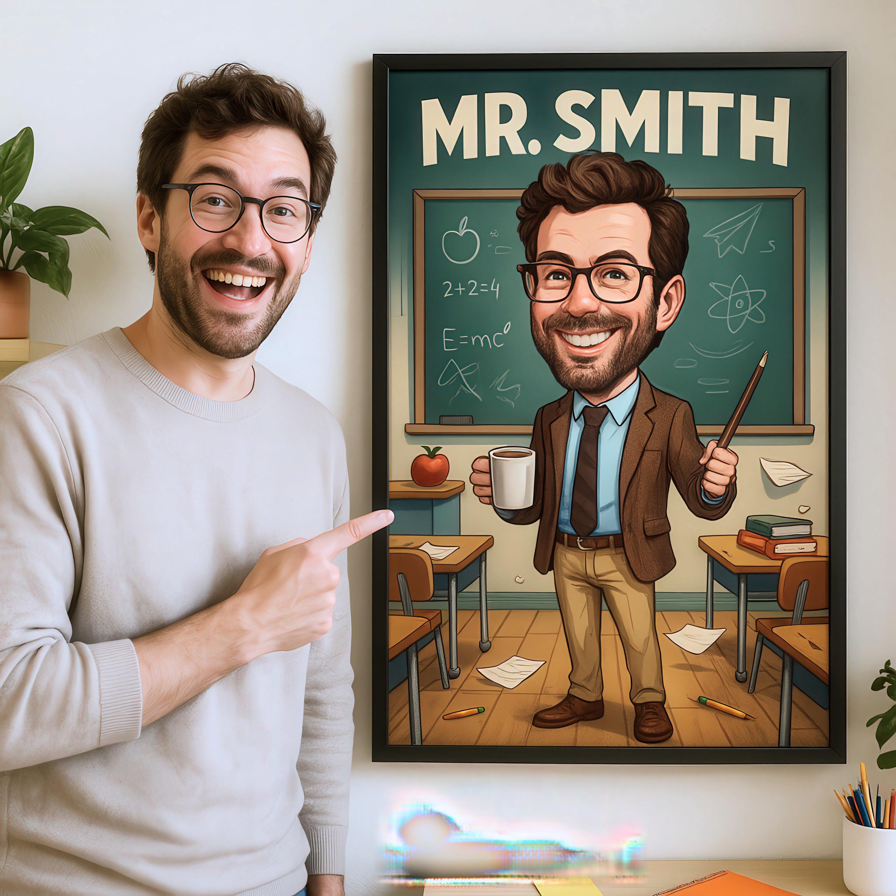 Personalized Funny Teacher Caricature Portrait