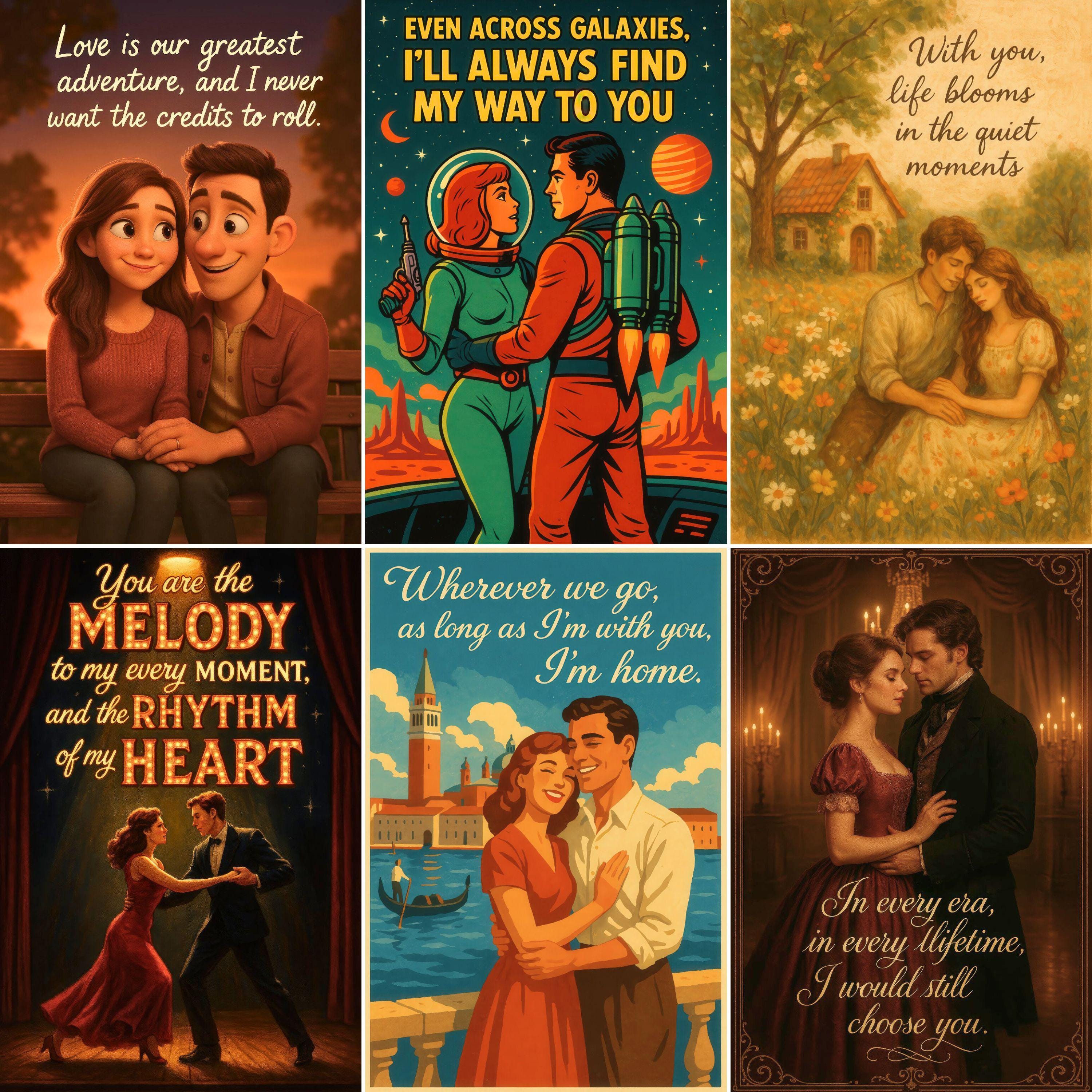 Custom Romantic Love Portrait with Personalized Text