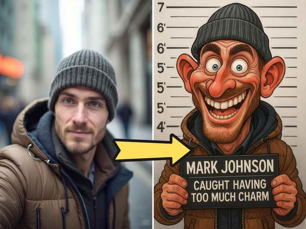 Custom Funny Mugshot Caricature Portraits