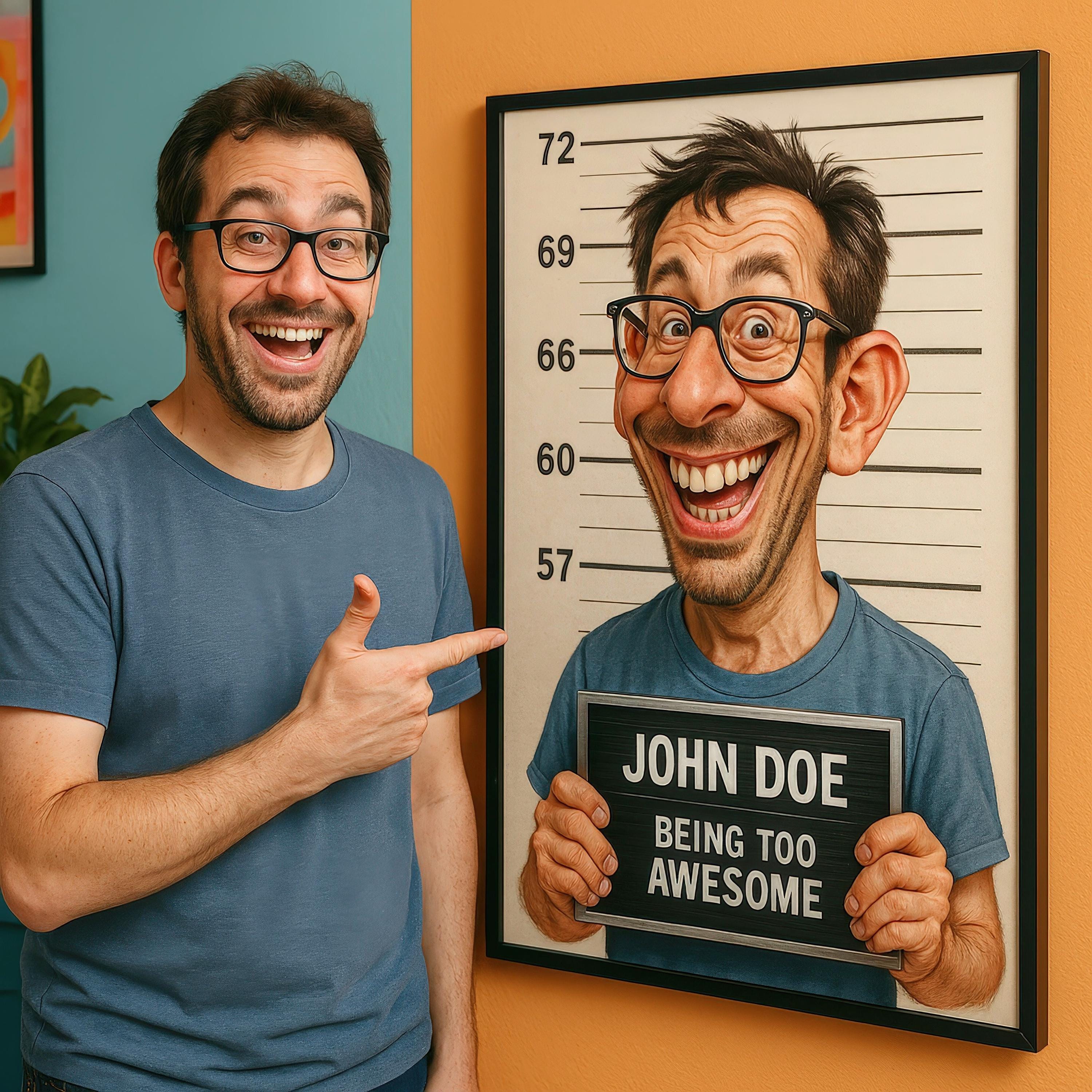 Custom Funny Mugshot Caricature Portraits