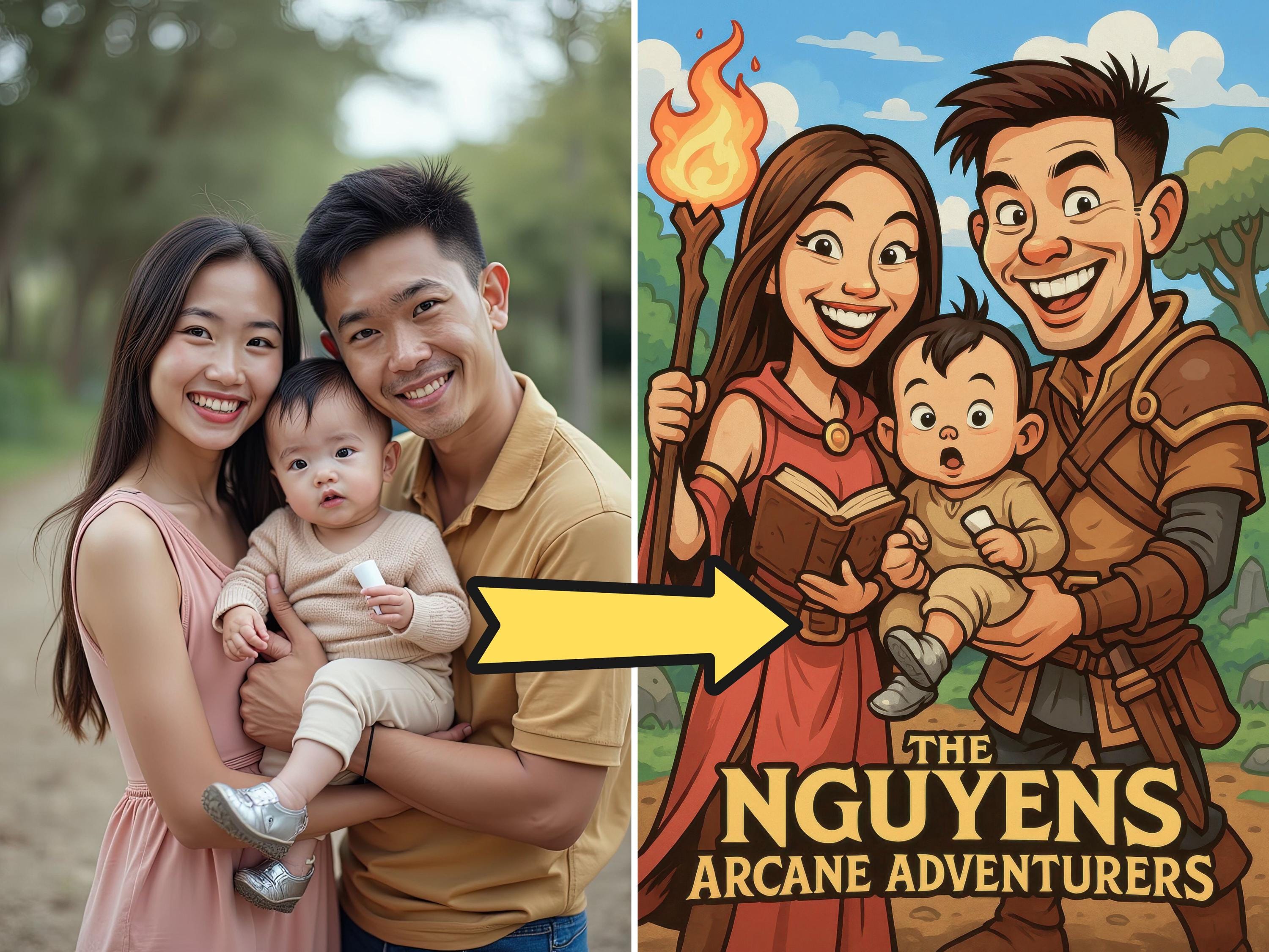 Custom Funny Family RPG Group Portraits