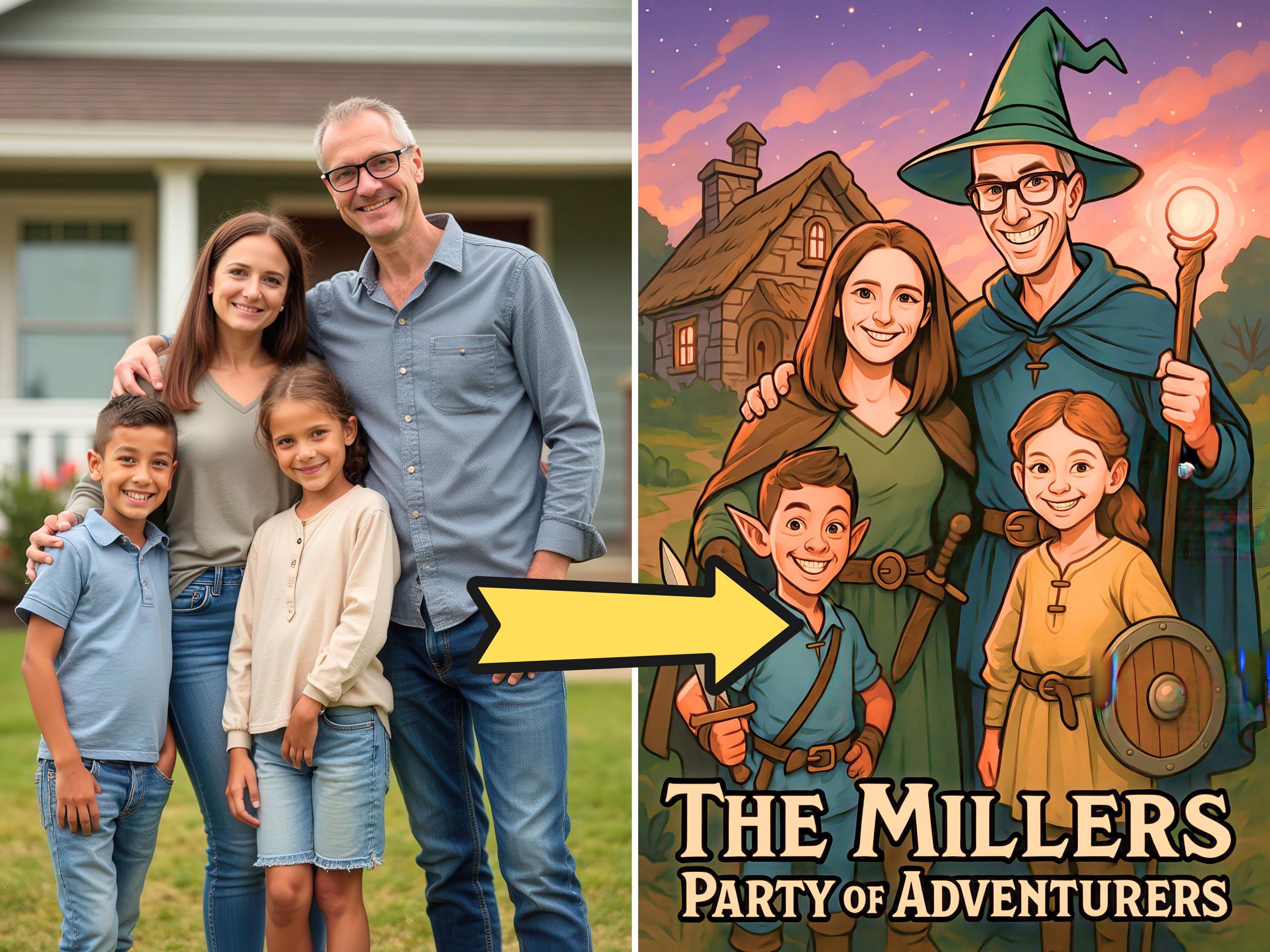 Custom Funny Family RPG Group Portraits