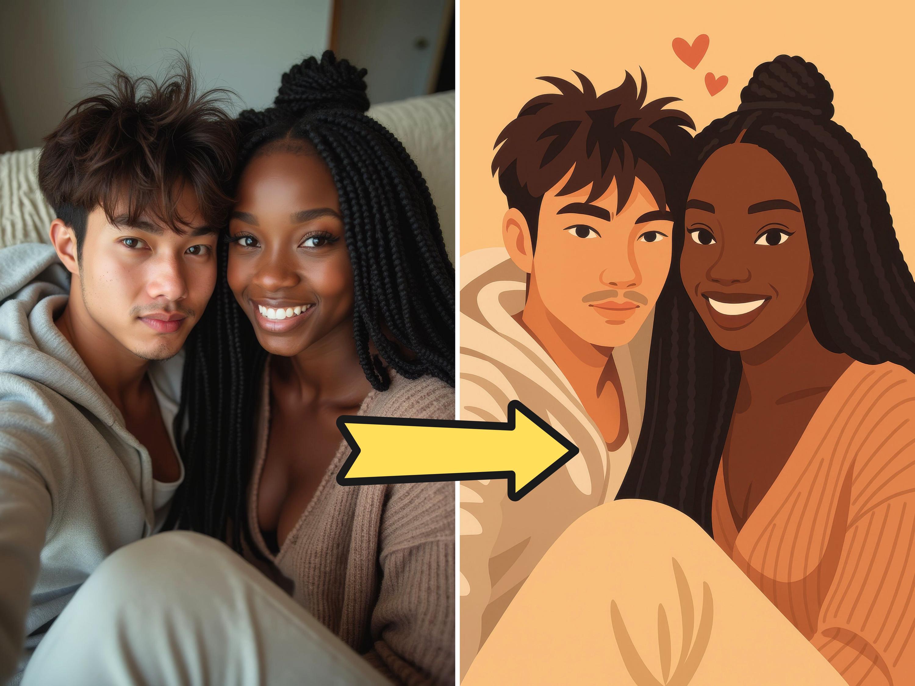 Custom Pastel Couple Portrait from your Photo