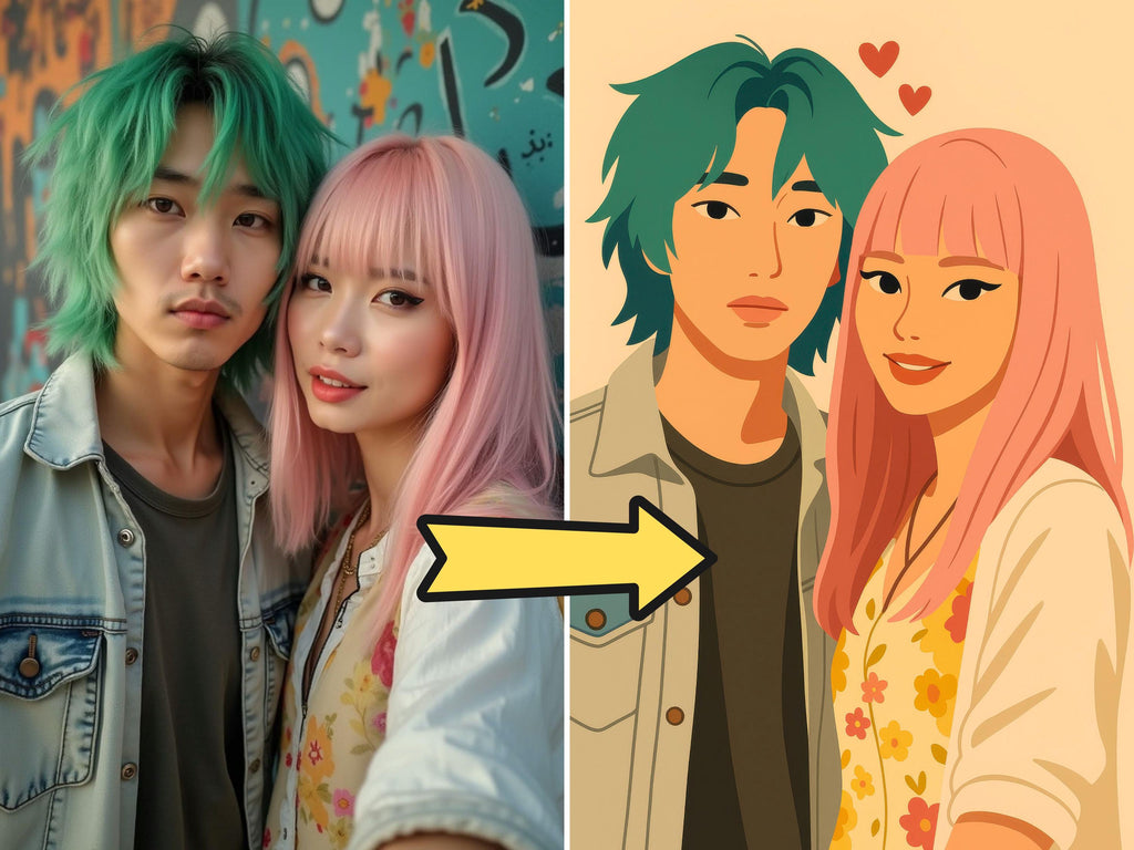 Custom Pastel Couple Portrait from your Photo