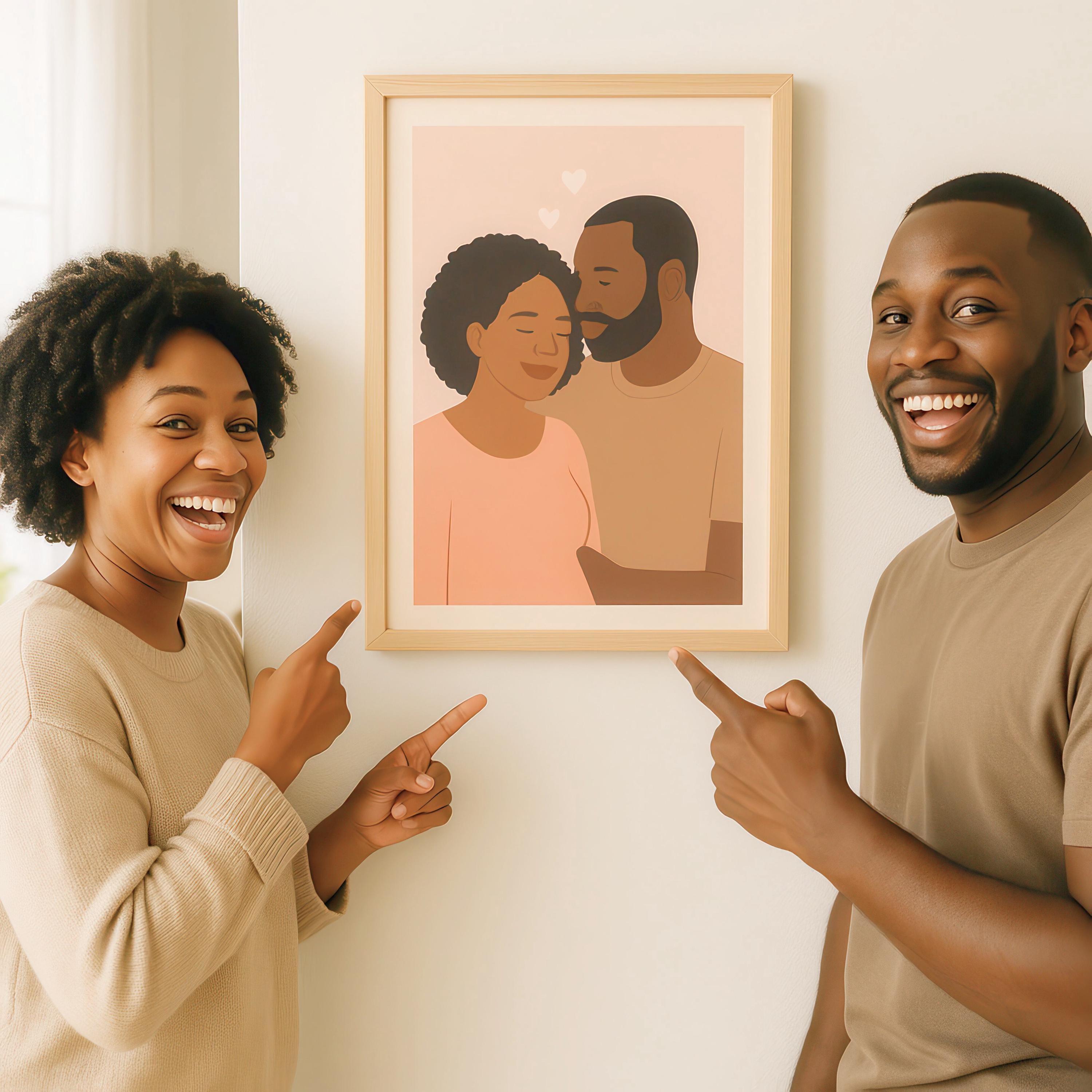 Custom Pastel Couple Portrait from your Photo