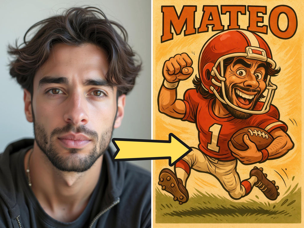 Personalized Funny Football Caricature Portrait