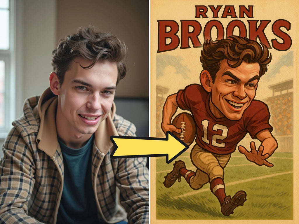 Custom Funny American Football Caricature Portrait