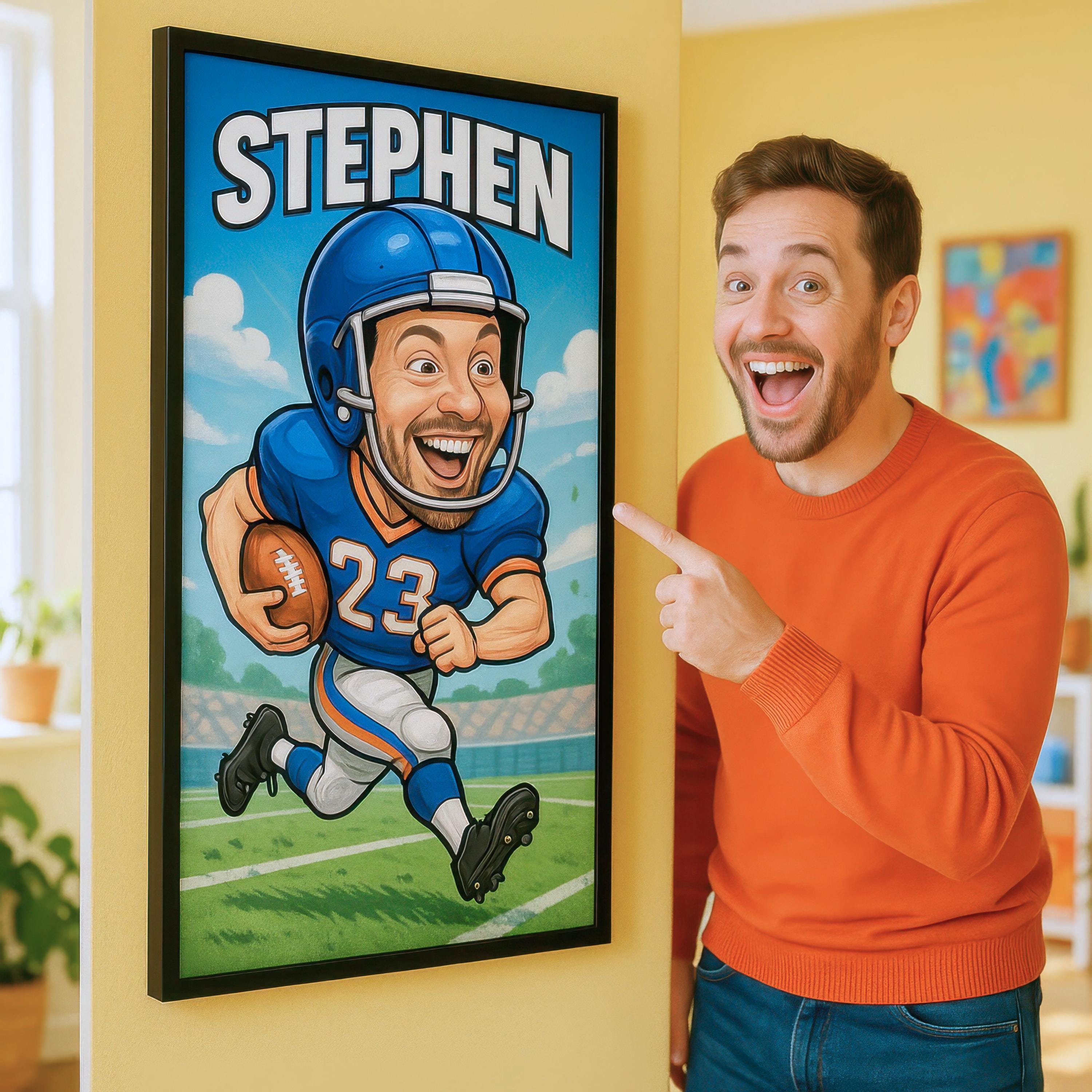 Personalized Funny Football Caricature Portrait