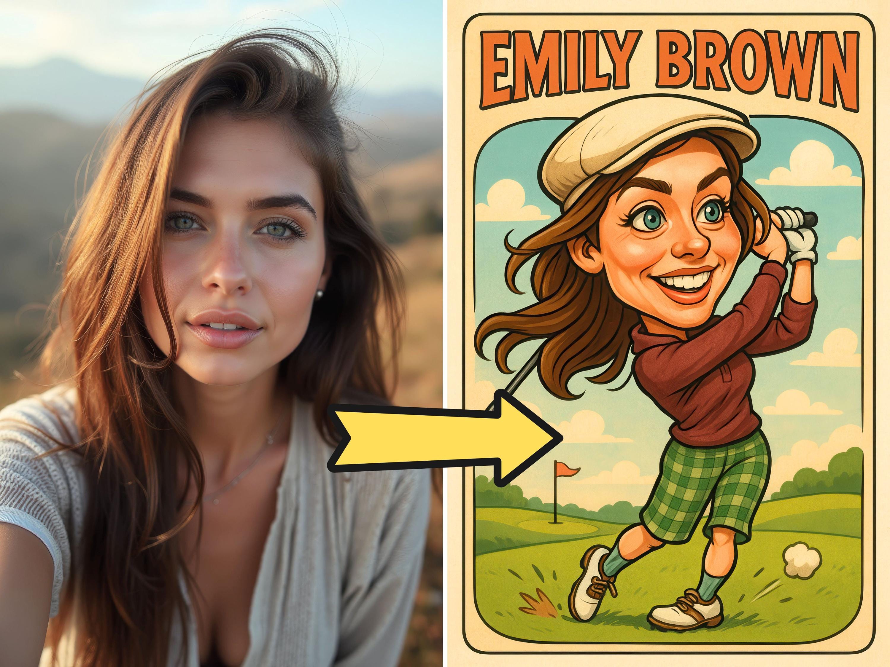 Custom Golf Caricature Portrait