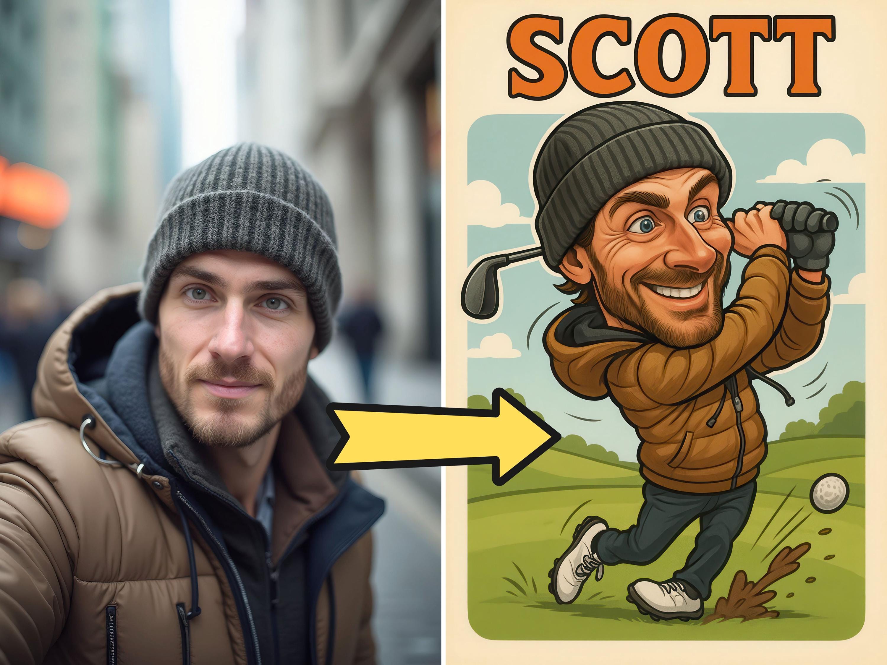 Custom Golf Caricature Portrait