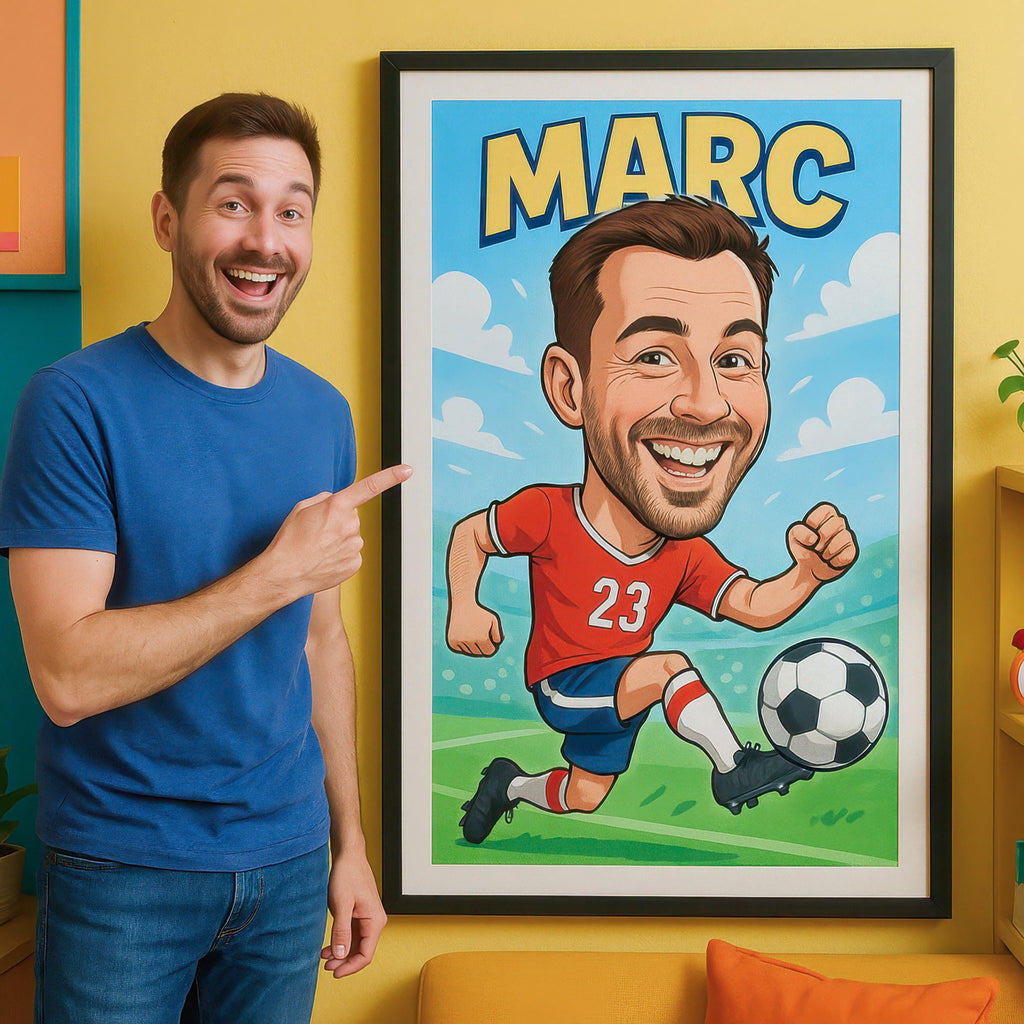 Custom Funny Soccer Caricature Portrait