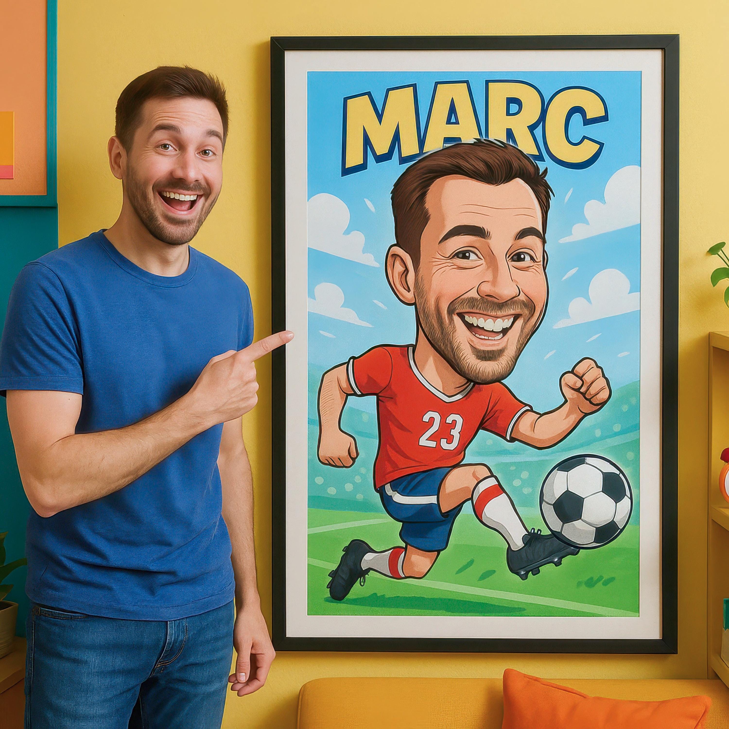 Custom Funny Soccer Caricature Portrait