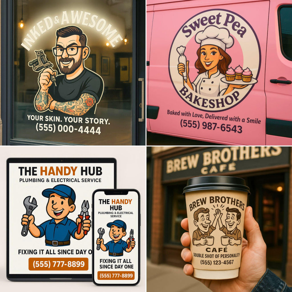 Custom Small Business Logo & Cartoon Branding