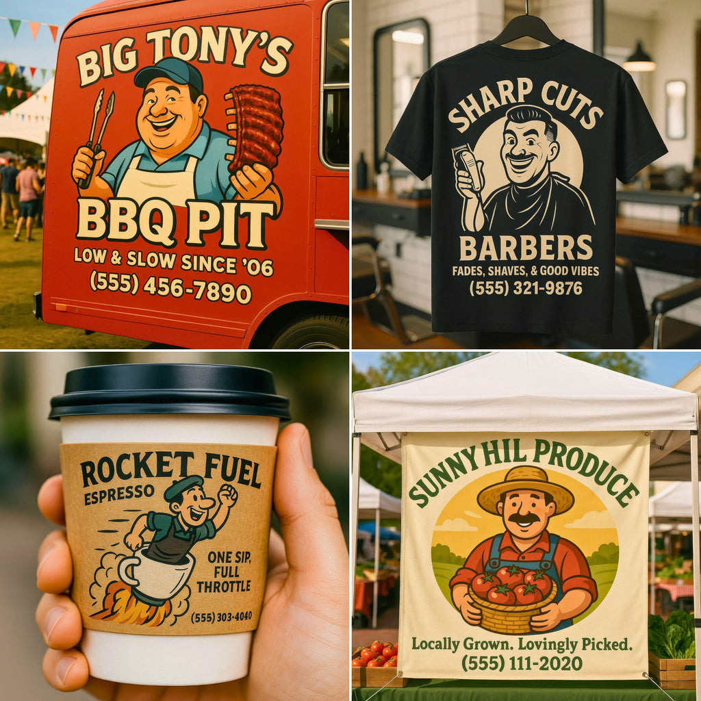 Custom Small Business Logo & Cartoon Branding