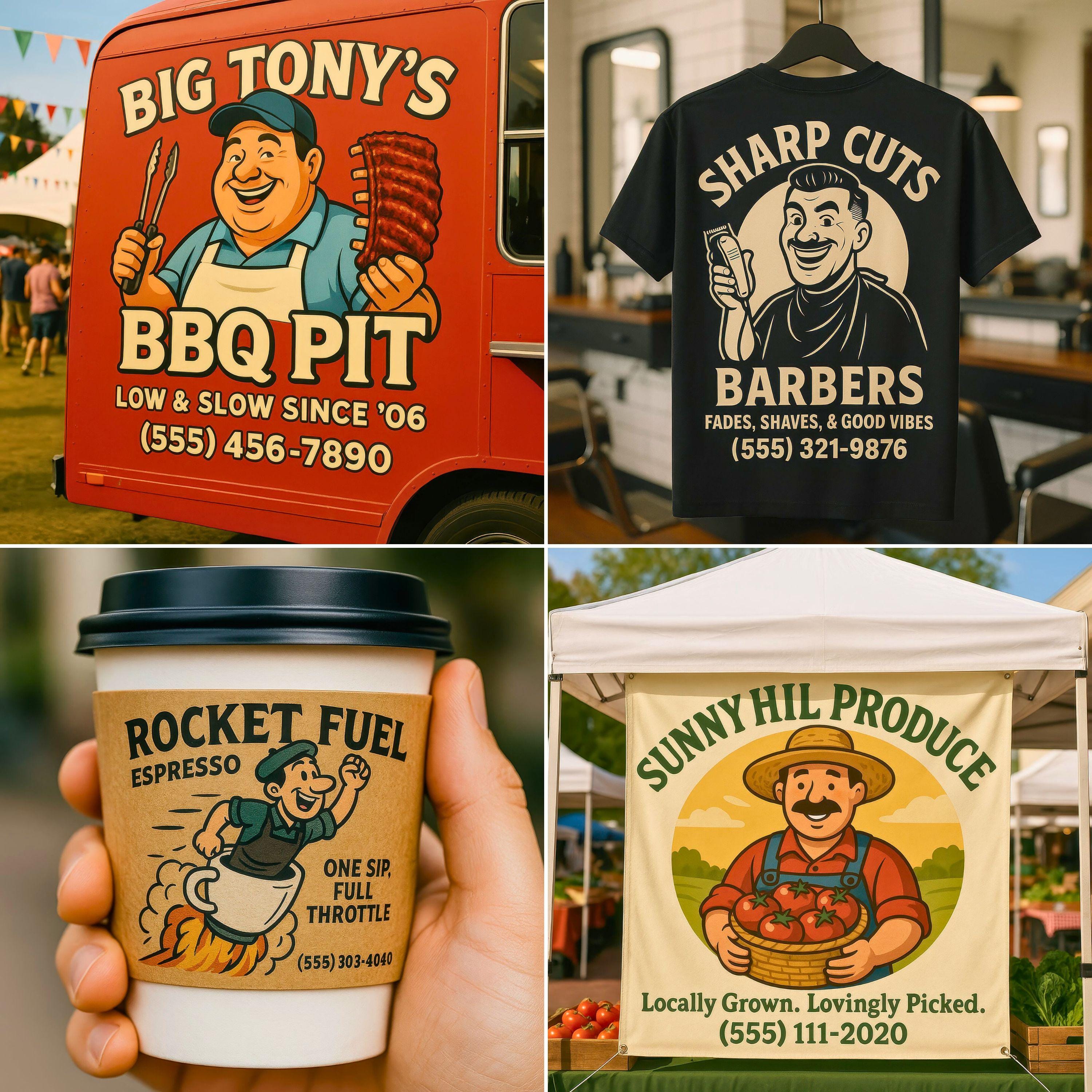 Custom Small Business Logo & Cartoon Branding