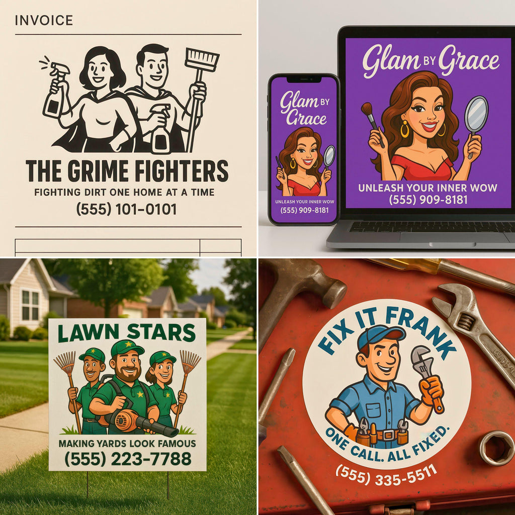 Custom Small Business Logo & Cartoon Branding