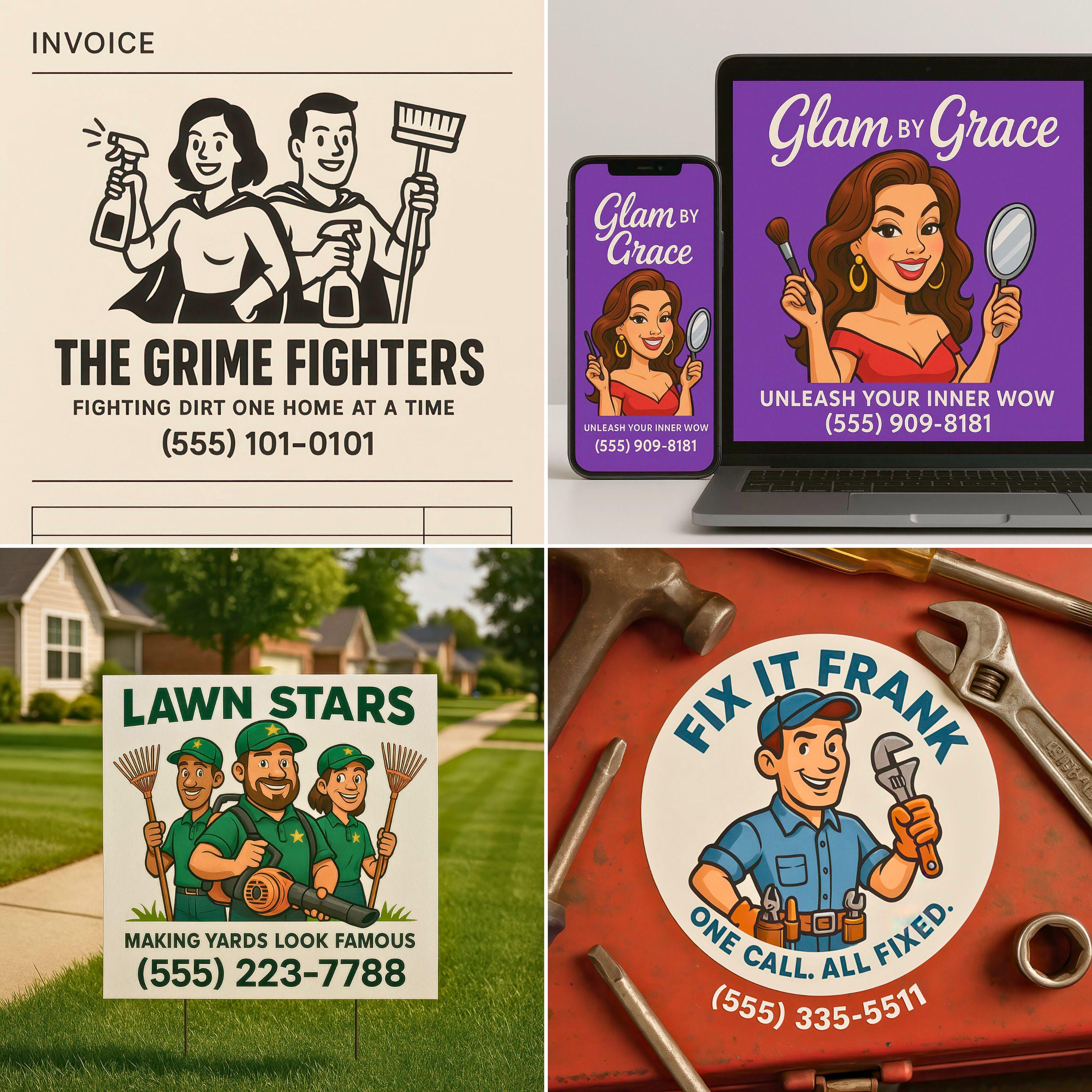 Custom Small Business Logo & Cartoon Branding