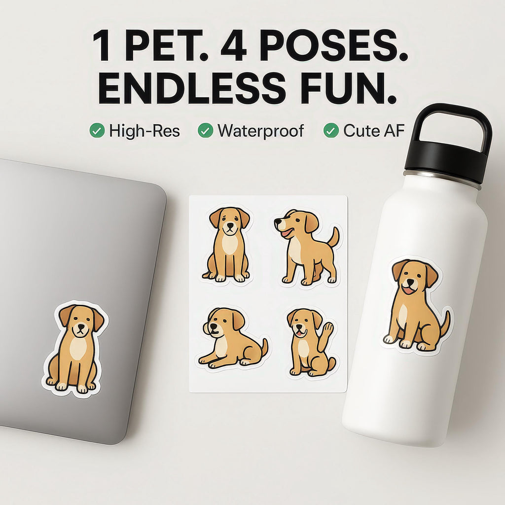 Custom Pet Sticker Sheet from Pet Photo