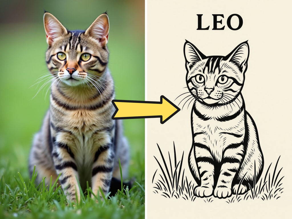 Custom Black & White Pet Illustration