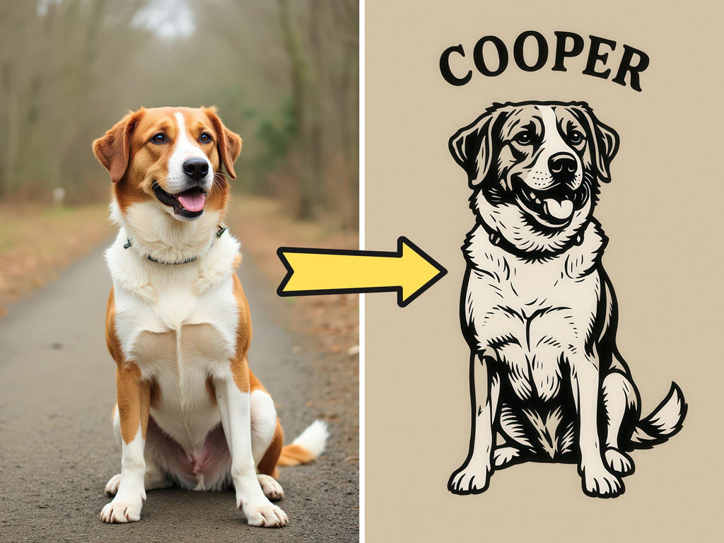 Custom Black & White Pet Illustration