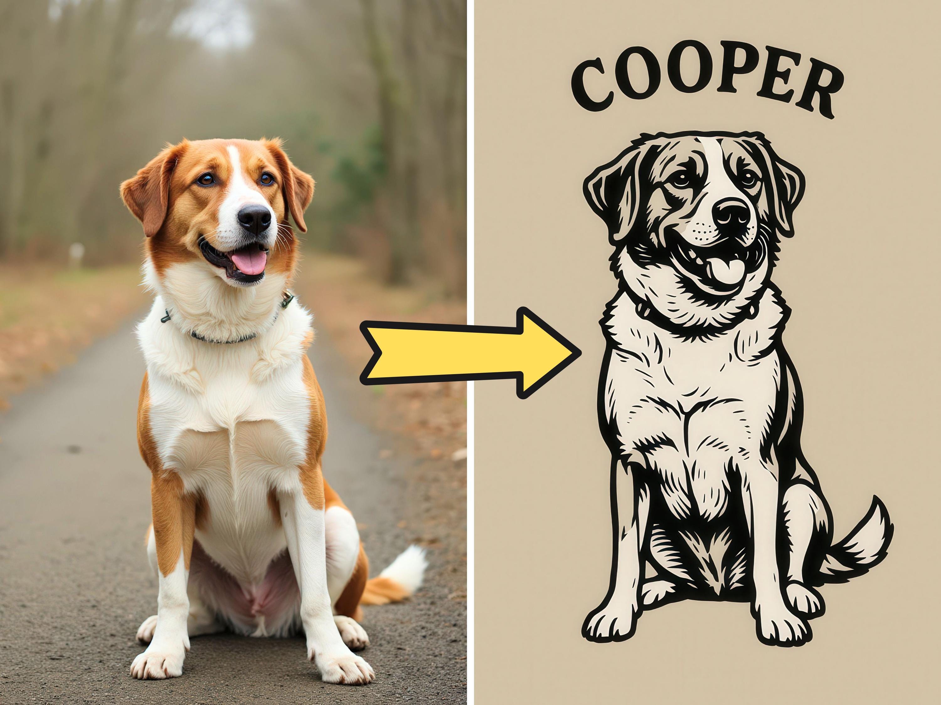 Custom Black & White Pet Illustration