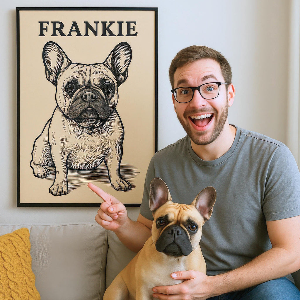 Custom Black & White Pet Illustration