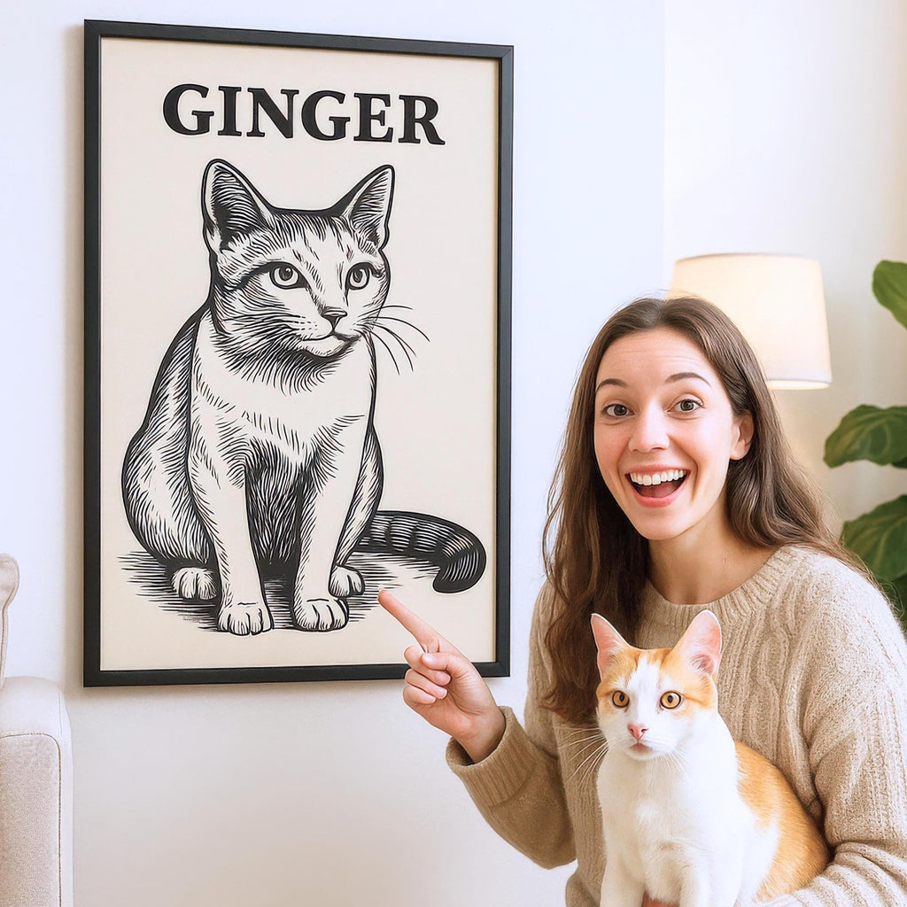 Custom Black & White Pet Illustration