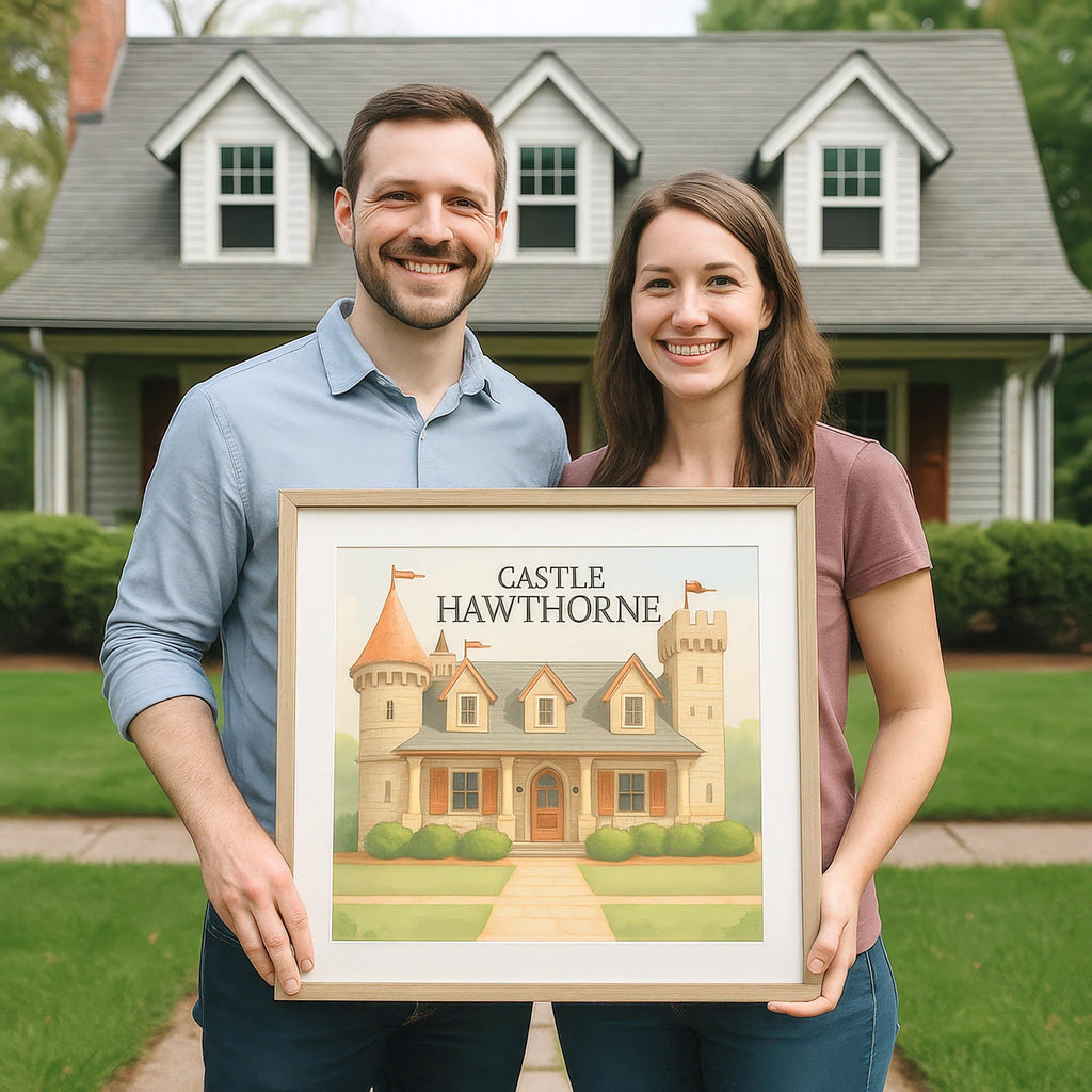 Custom Whimsical Castle House Portrait