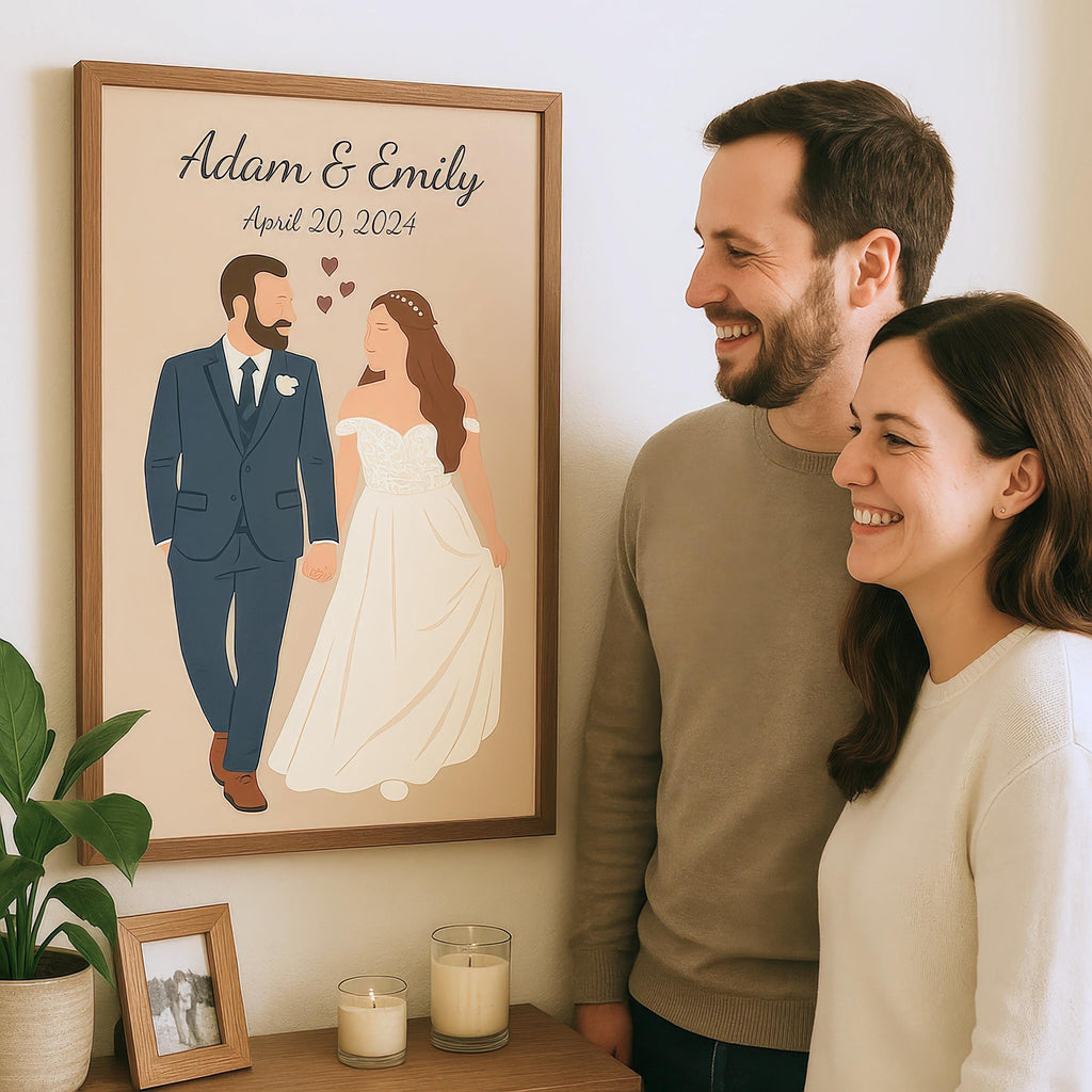 Custom Bride and Groom Illustration Portrait